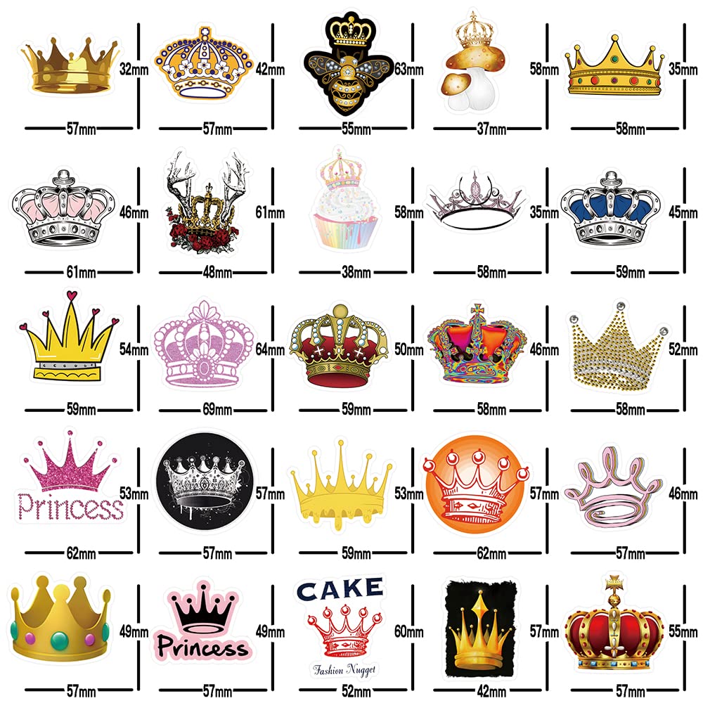 Imperial Crown Stickers 51Pcs Cute Cartoon Gold Right Shine Pack | Cool Colorful Deacls Graffiti Vinyl Pvc Waterproof For Adults