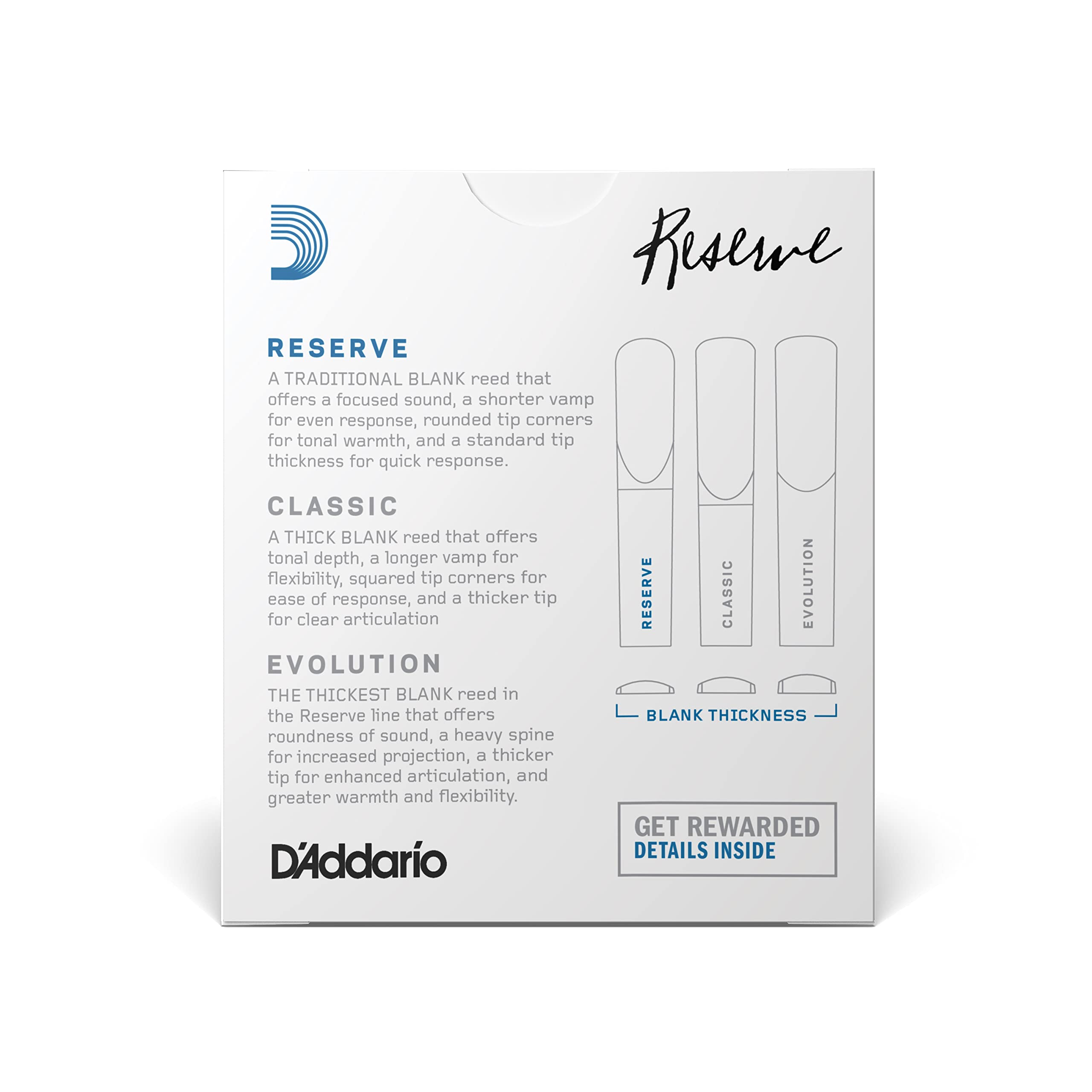 Daddario Reserve Bb Clarinet Reeds, Strength 4.0+, 10-Pack