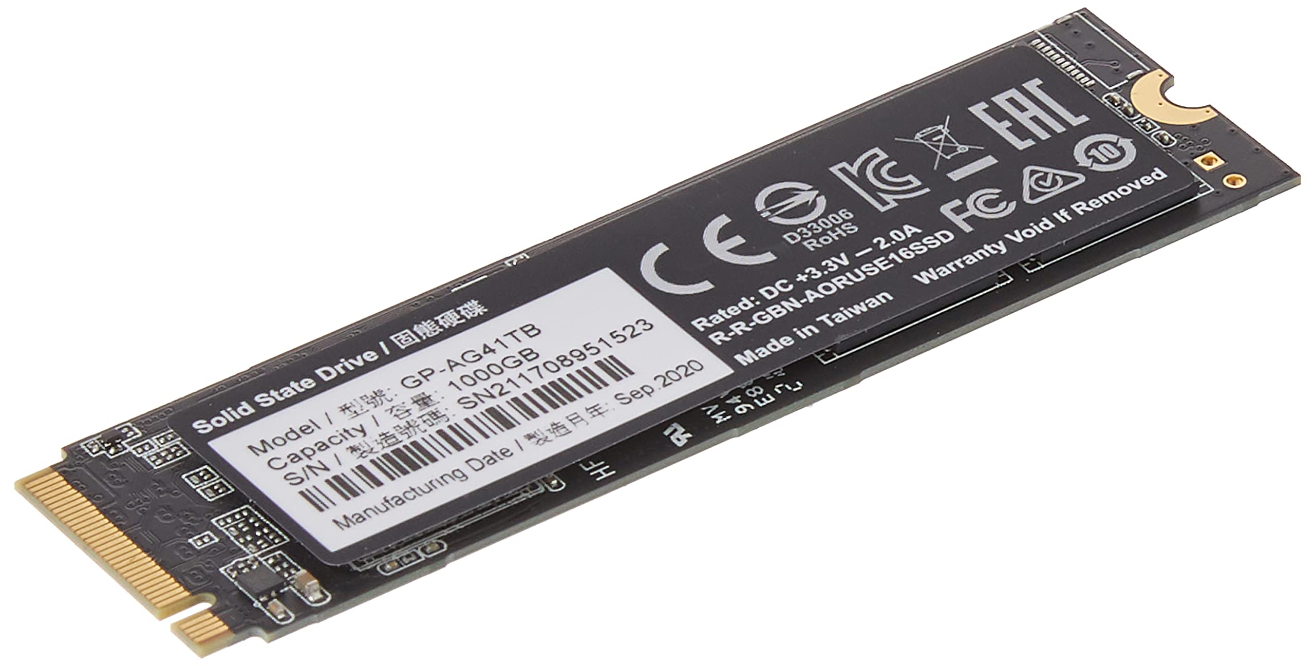 Gigabyte Aorus Nvme Gen4 M.2 1Tb Pci Express 4.0 Interface High Performance Gaming, 3D Tlc Nand, External Ddr Cache Buffer, Ssd