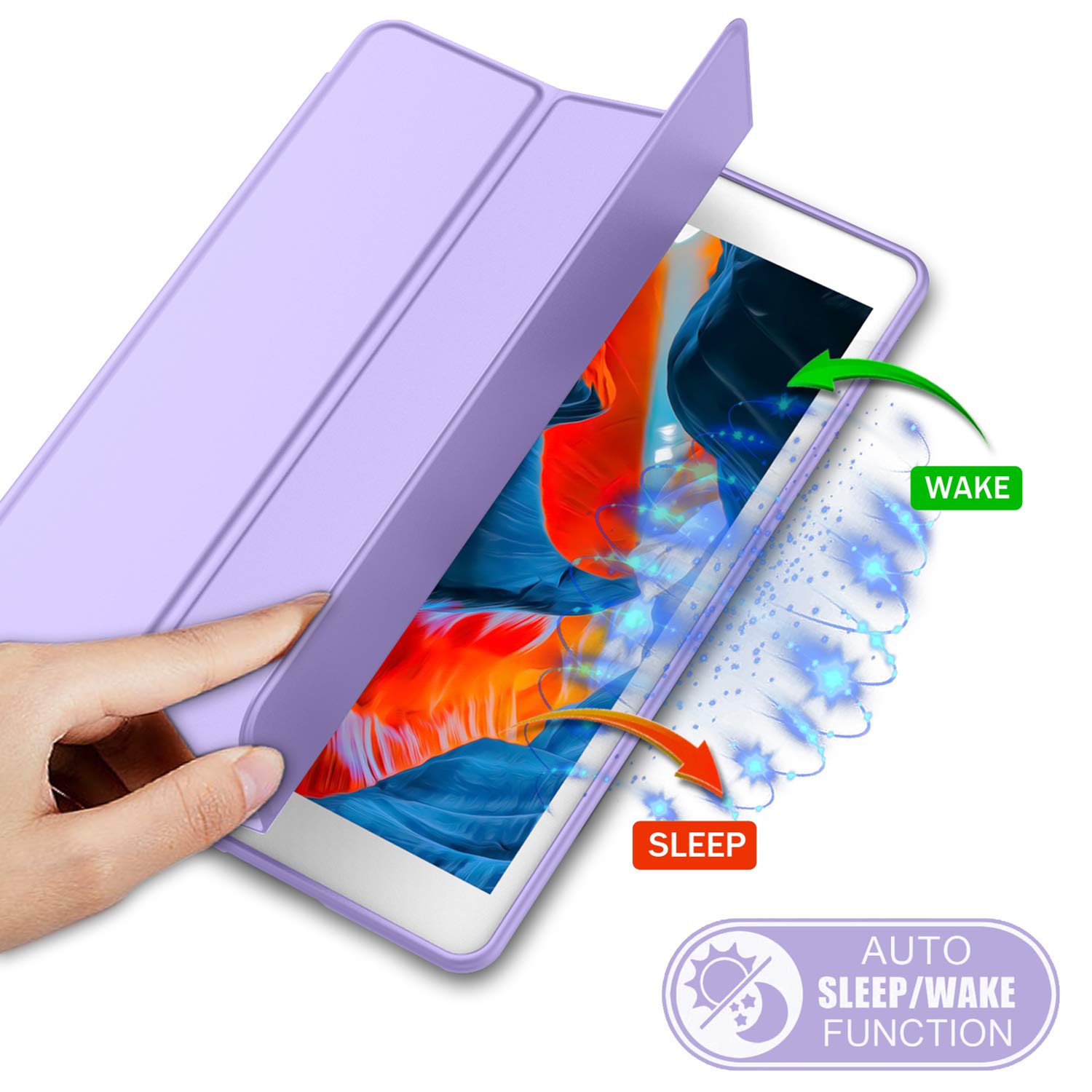 Imieet Ipad 9Th Generation Case 2021/Ipad 8Th Generation Case 2020 10.2 Inch With Pencil Holder, Ipad 7Th Gen 2019 Case With Soft Baby Skin Silicone Back, Auto Wake/Sleep Cover (Clove Purple)