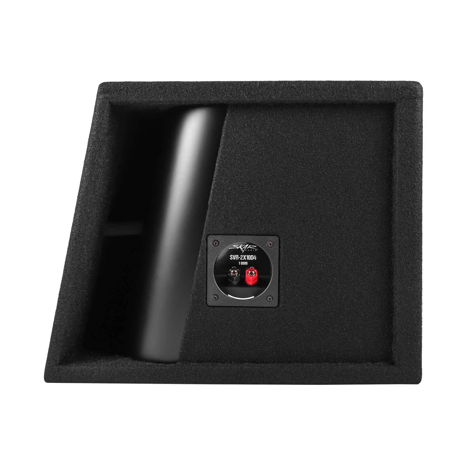 Skar Audio Dual 10" SVR-2X10D4 Vented Subwoofer Enclosure - Black Wood, 3200W Power, Loaded Design
