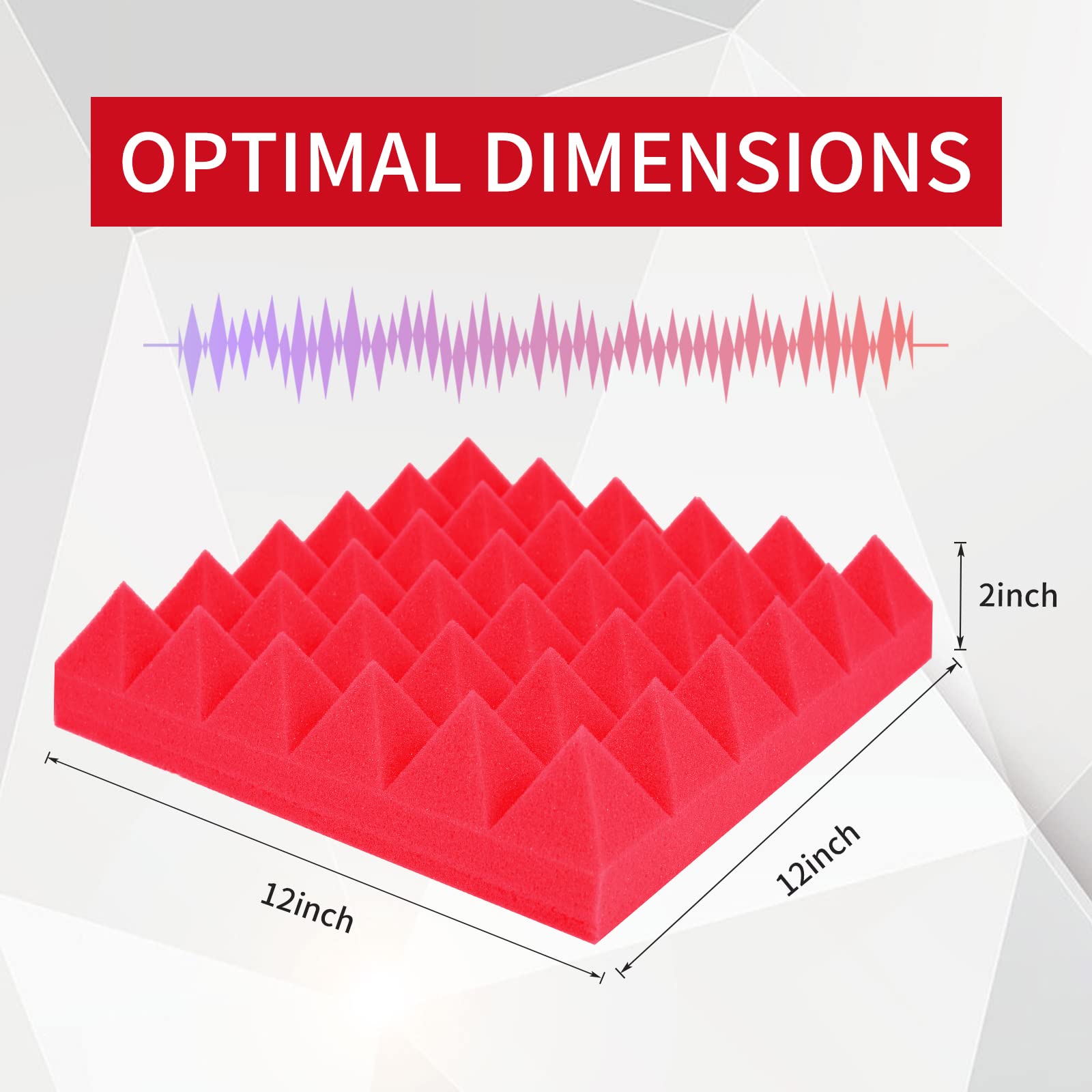 Musfunny Soundproof Foam Panels   12 Pcs 2'' X 12'' X 12'' Acoustic Foam Panels Sound Absorbing Wall Panels For Studio Recording
