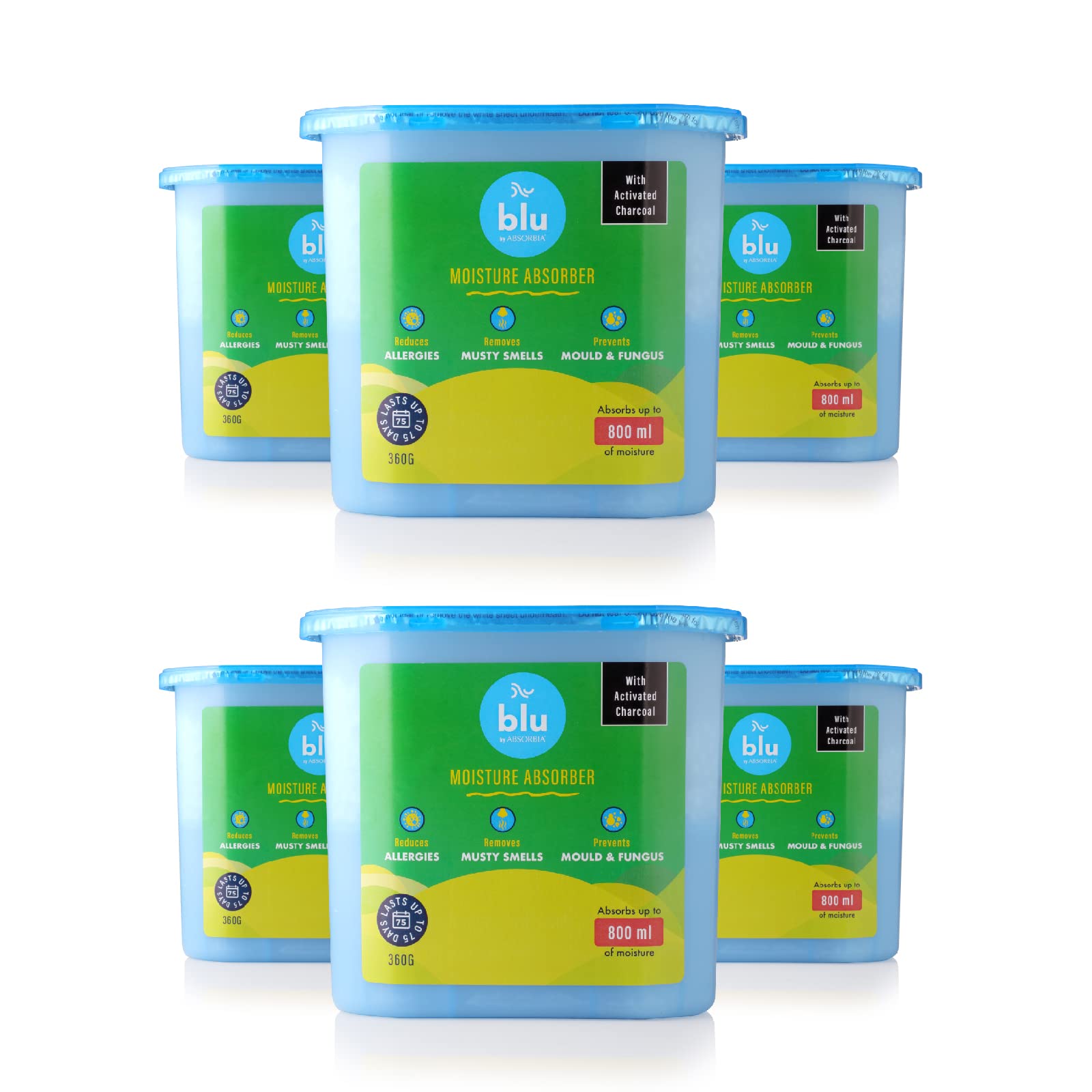 Blu By Absorbia | Moisture Absorber With Activated Charcoal | Pack Of 6 ...