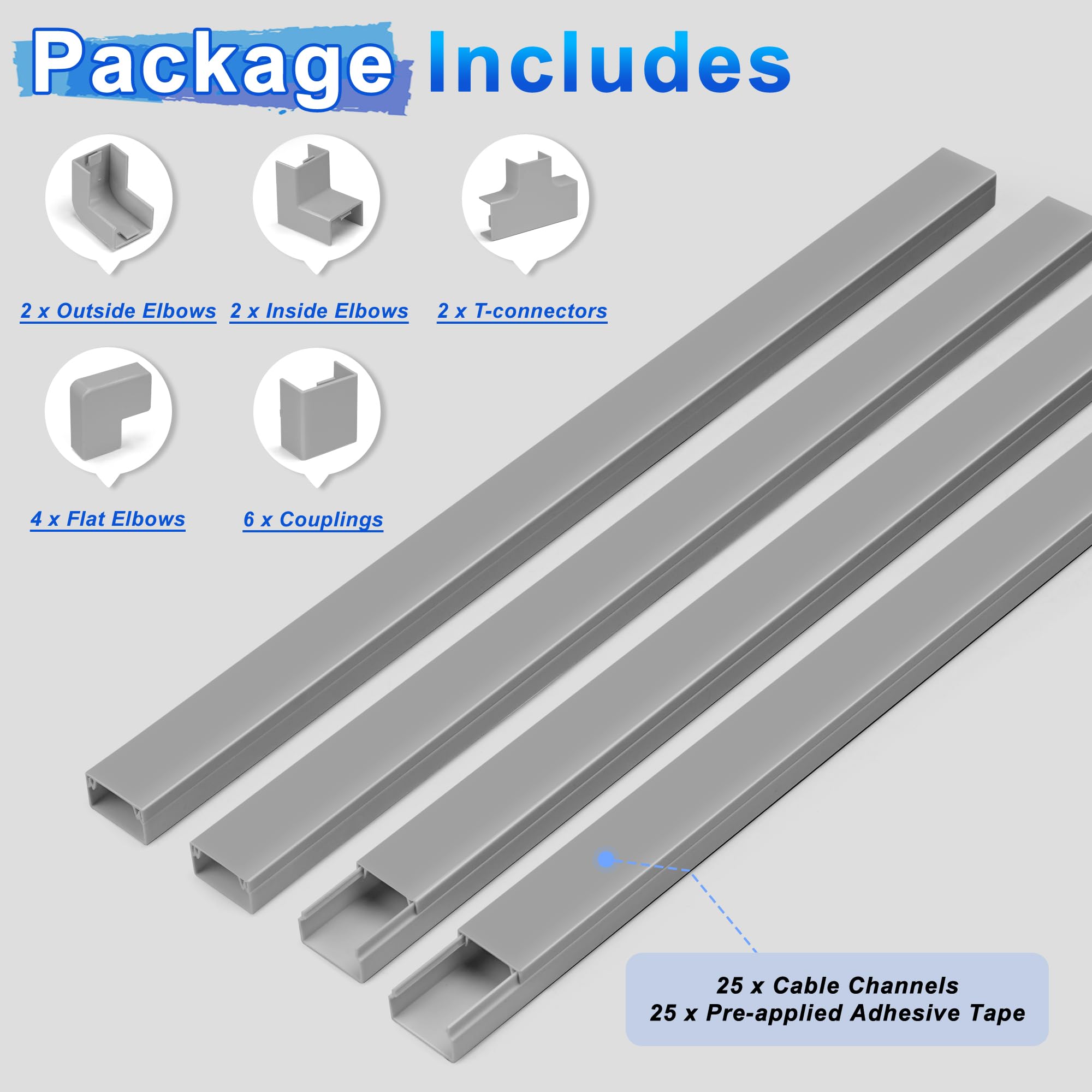 Lzeoy Wire Covers For Cords Kit 392.5In Wire Hiders For Tv On Wall, Cord Cover Wall, Cord Hider Wall Mounted Tv, Tv Cable Hider