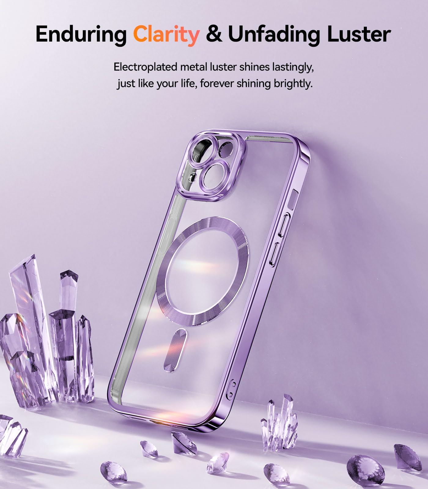 Meifigno Candy Mag Series Case For Iphone 15, [Compatible With Magsafe] [Wrist Strap & Glitter Card] Full Camera Lens Protection