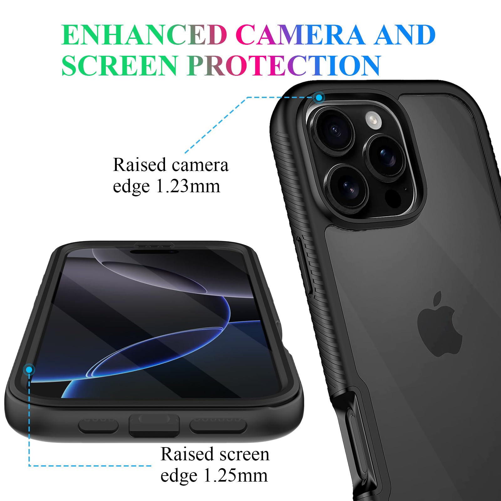 Wahhle Compatible With Iphone 16 Pro Max Case, Built In Screen Protector Full Body Shockproof Slim Fit Bumper Protective Phone C