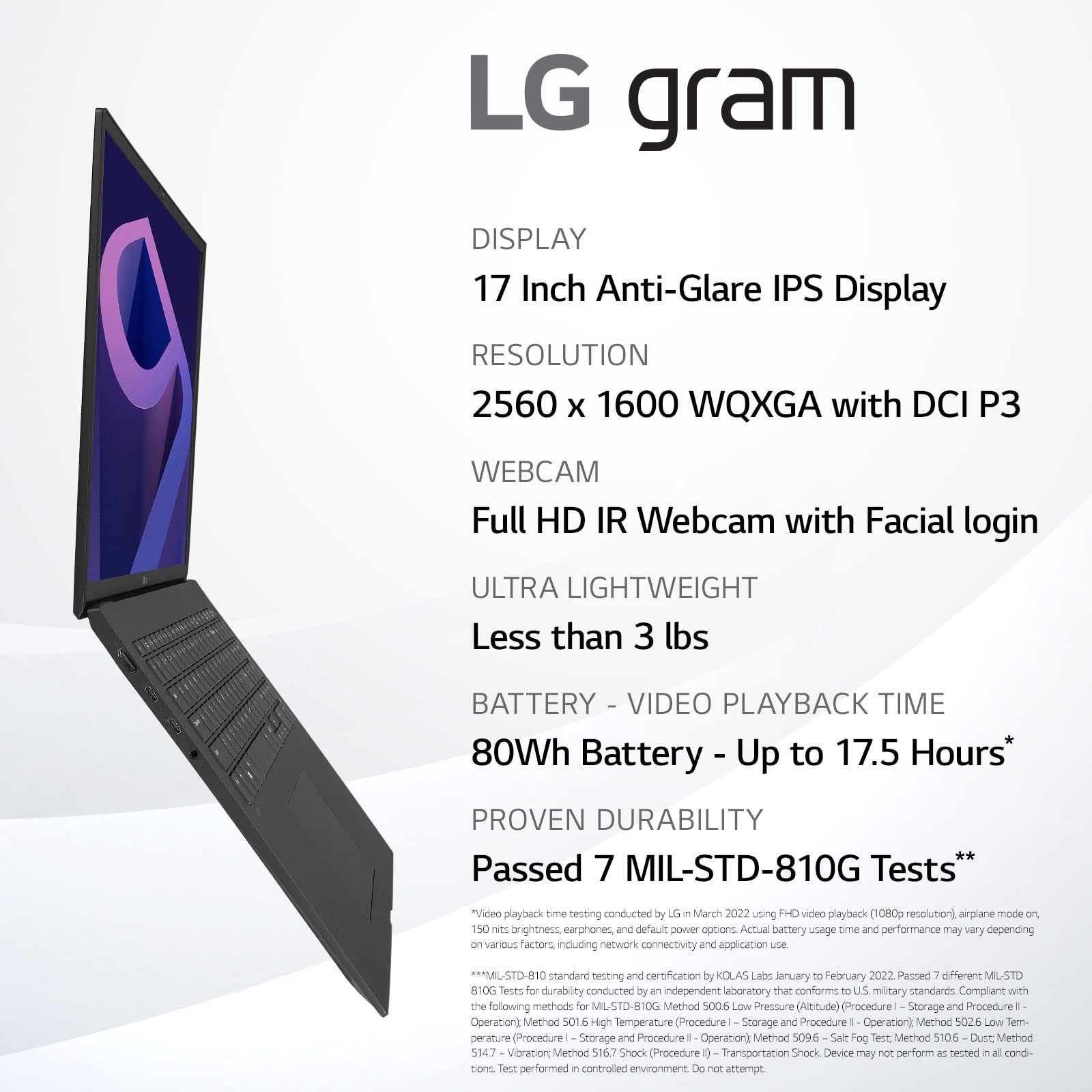 Lg Gram (2022) 17Z90Q Ultra Lightweight Laptop, 17 (2560 X 1600) Ips Display, Intel Evo 12Th Gen I7 1260P Processor, 16Gb Lpddr5
