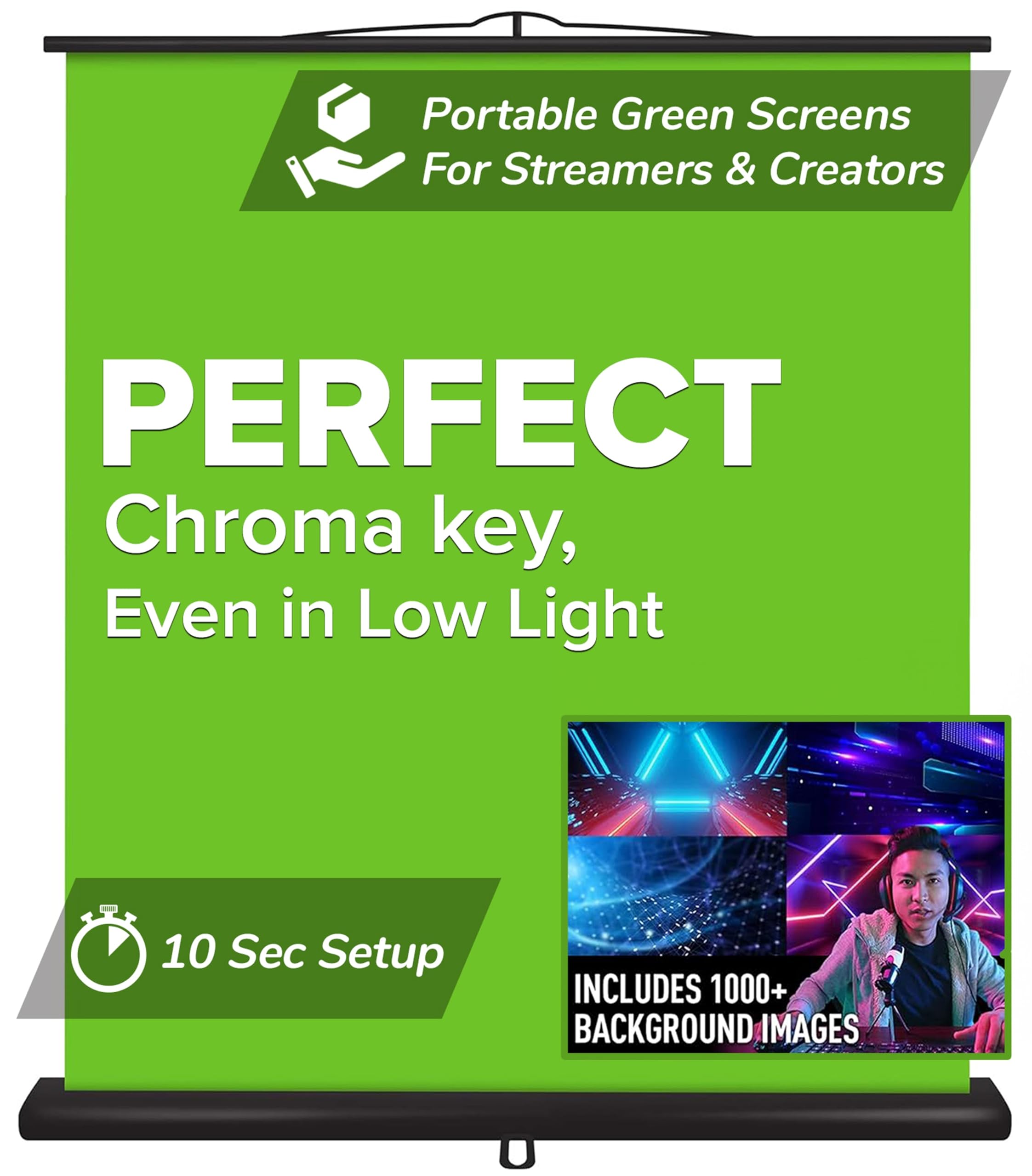 Valera Creator Green Screen  Collapsible Chroma Key Panel,+1000 Free Backgrounds Included, Portable Retractable Wrinkle Resista