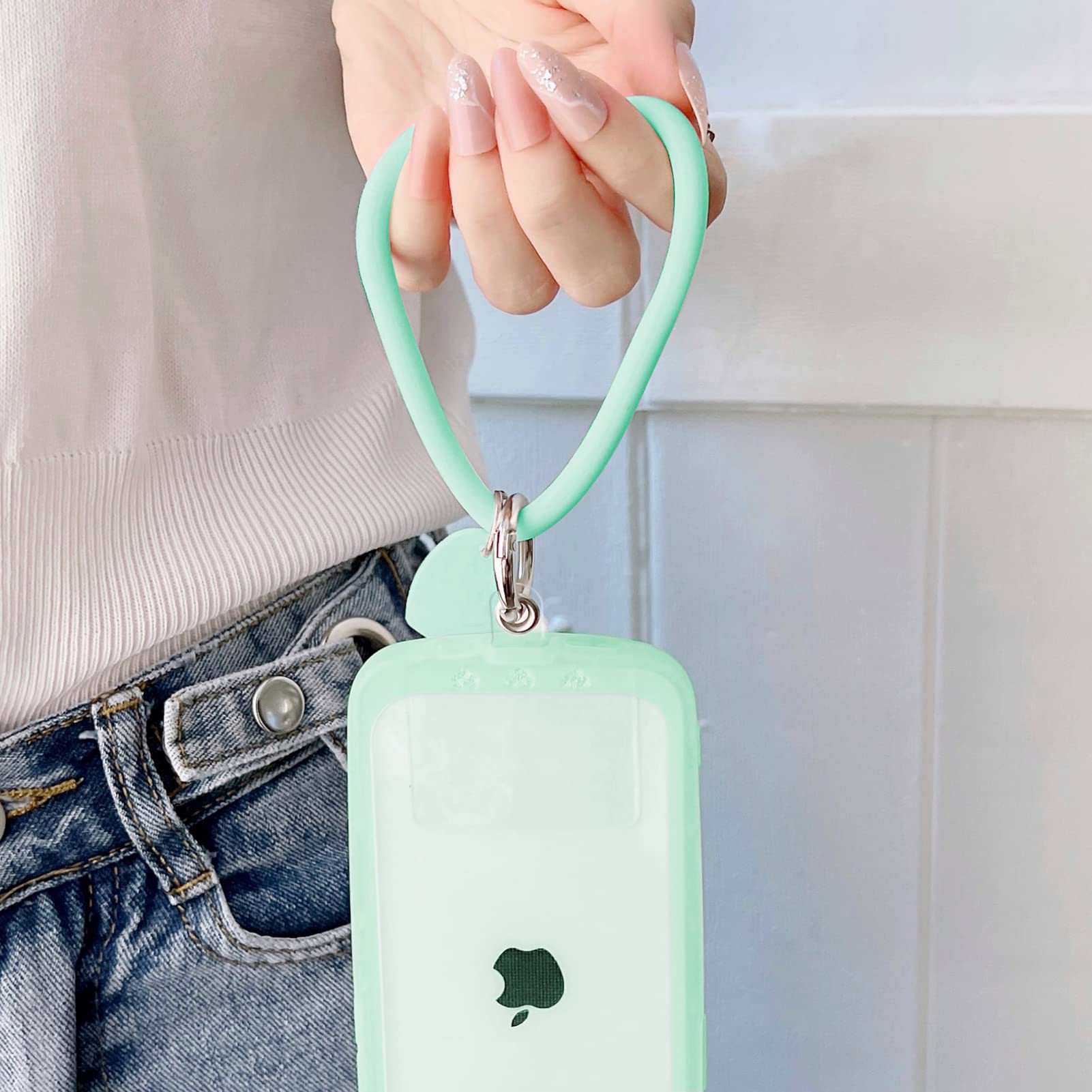 Naiadiy Silicone Heart Loop Phone Lanyard, Cell Phone Hand Wrist Lanyard Strap With Key Chain Holder, Universal For Phone Case A