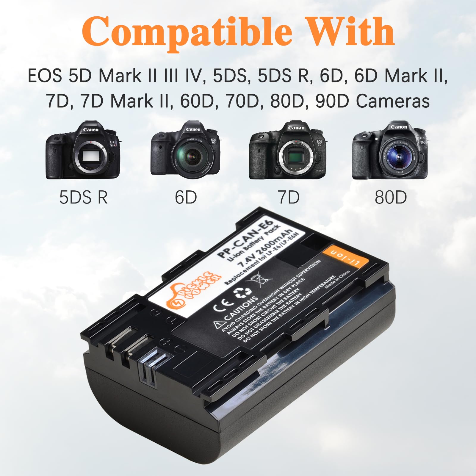 Pickle Power Lp E6 Lp E6N Battery And Led Dual Usb Charger Compatible With 5D Mark Ii/Iii/Iv, 5Ds, 5Ds R, 6D, 6D Mark Ii, 7D, 7D