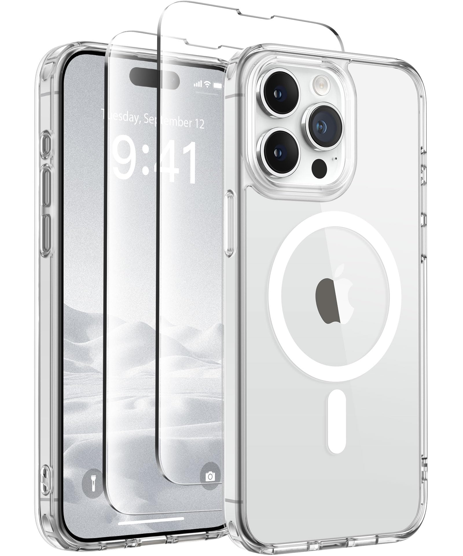 Gonez Magnetic For Iphone 14 Pro Max Case,Compatible With Magsafe,[2 Screen Protector & 2 Camera Cover][Anti Fingerprint][Non Ye