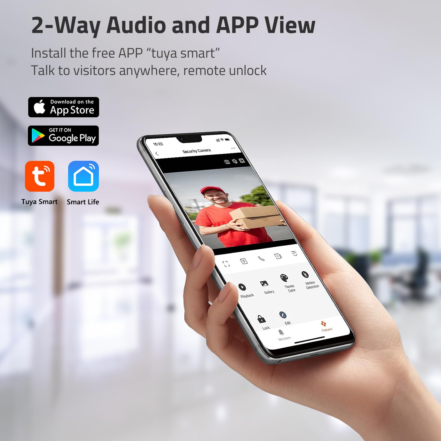 Amocam Wireless Wifi Video Doorbell Intercom System, 1080P Video Door Camera With Monitor, 7 Inch Touch Screen Video Door Phone, No Monthly Fees, Tuya App Remote Intercom (Wired Power)