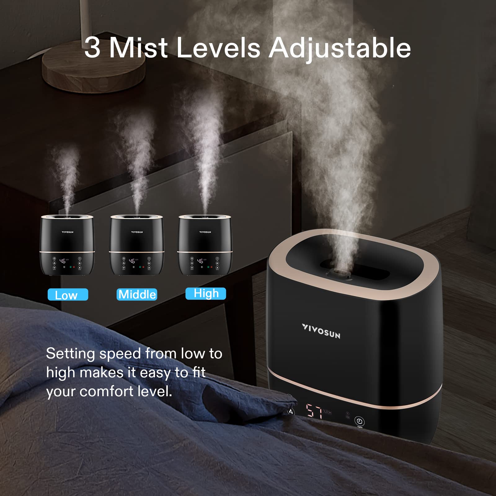 Vivosun 2 In 1 Warm And Cool Mist Humidifier, 5L Indoor Ultrasonic Air Humidifier With Essential Oil Tray For Bedrooms, Plants,