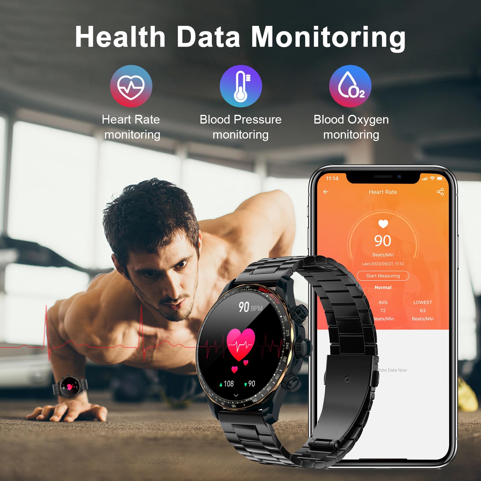 Loghog Smart Watches For Men,1.43 Amoled Display Fitness Watch Ip68 Waterproof Activity Tracker Smartwatches Compass Compatible
