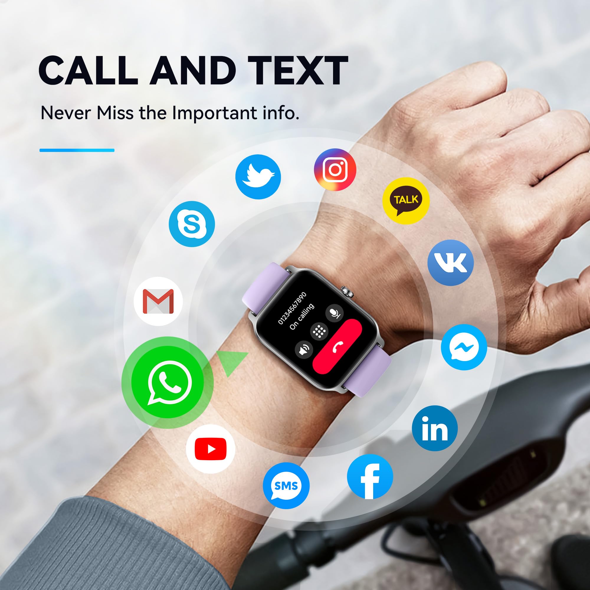 Woneligo Smart Watch - Purple, Silicone Band, 1.8 '' Analog Display, Ip68 Waterproof, Over 100 Sports Modes, Alexa Voice Control