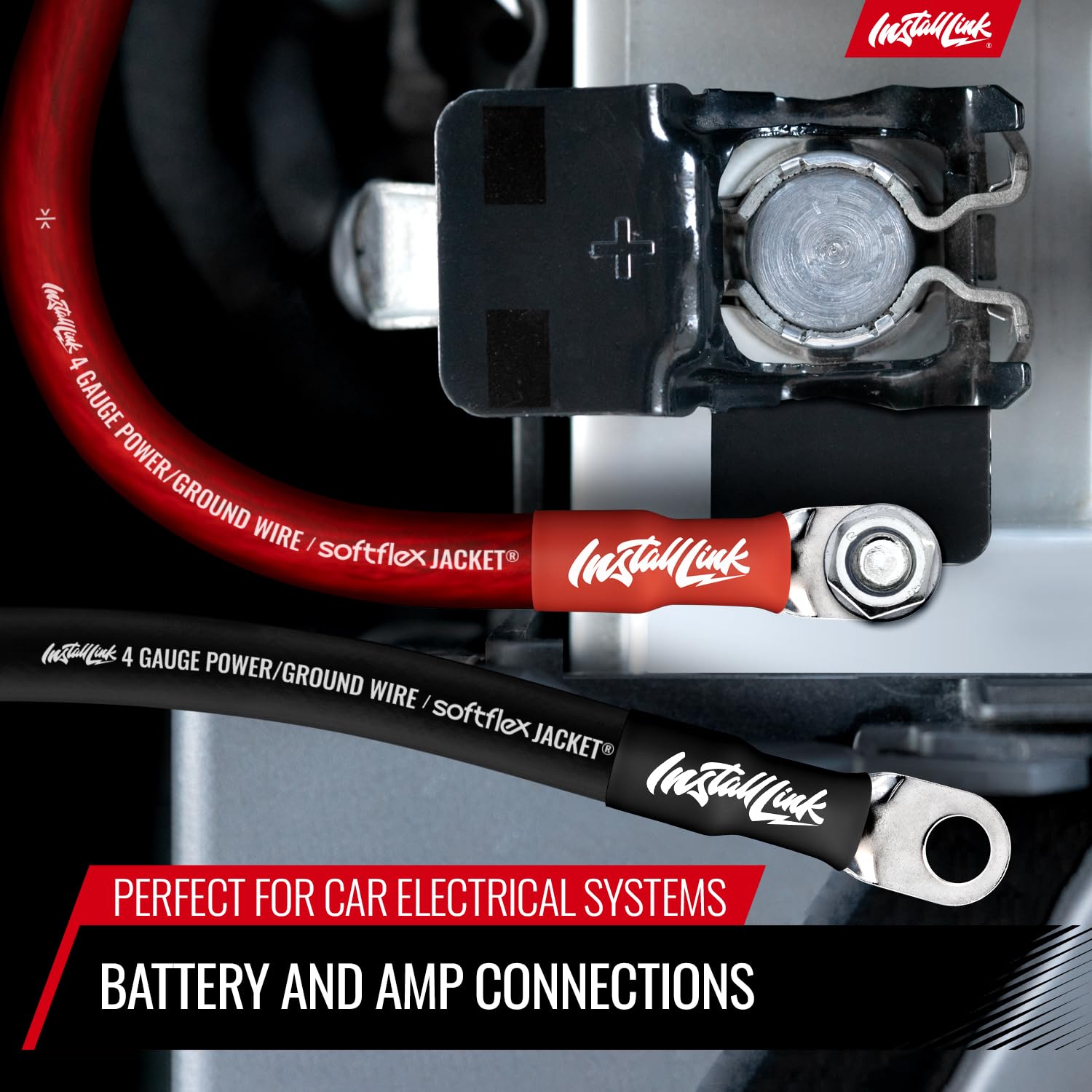 Install Link 4 Awg Gauge Power Or Ground Wire Cable 25Ft Red, 25Ft Black (50 Feet Total), Cca