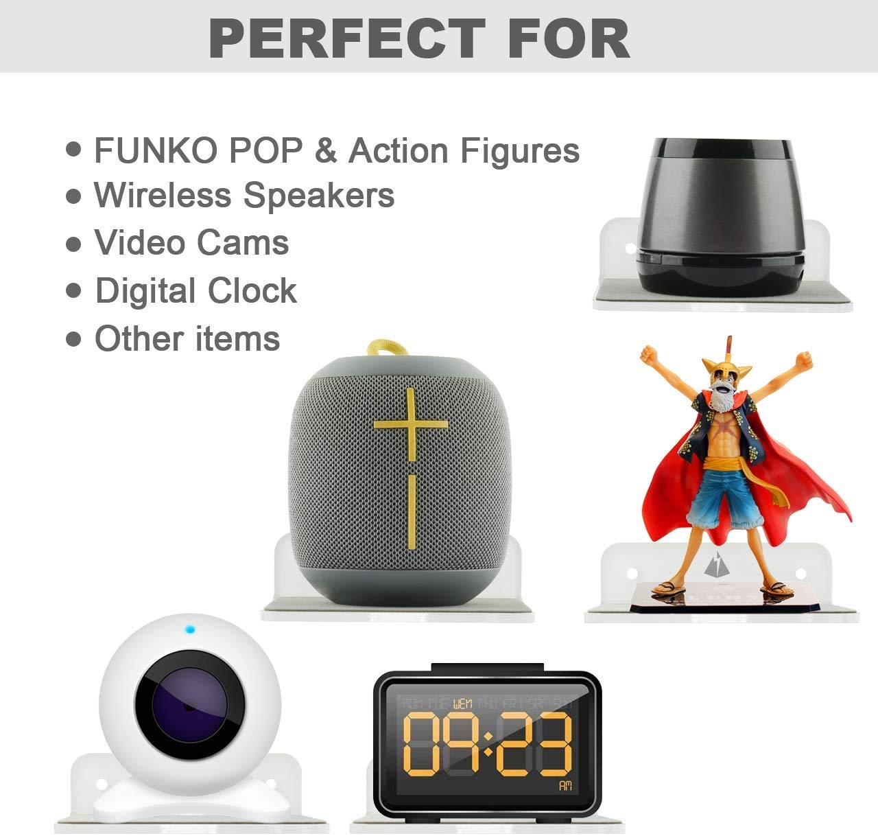 Txesign Wall Shelves Speaker Shelves 2 Pack 4.25 Acrylic Small Floating Shelves Speaker Mount For Bluetooth Speaker, Webcam, Cel