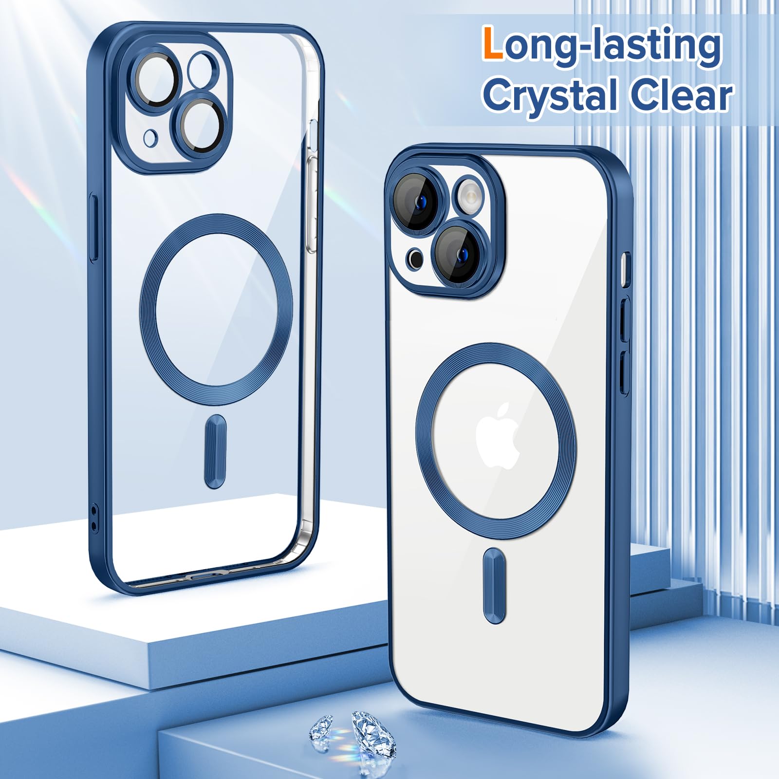 Hython Magnetic Clear Case For Iphone 13 Case With Camera Lens Protector [Compatible With Magsafe] Luxury Plating Edge Slim Soft