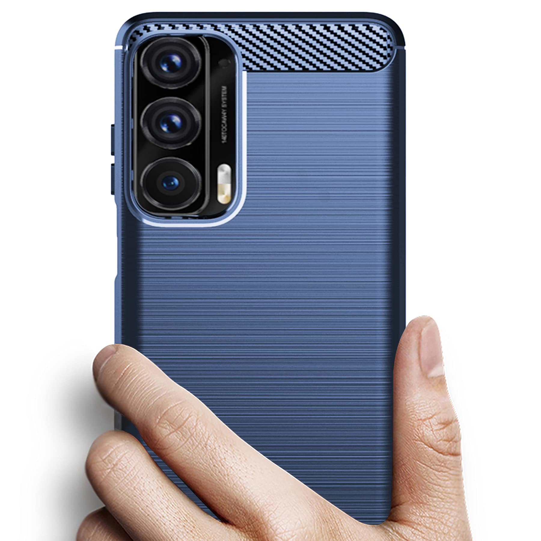 Osophter Moto Edge 2021 5G UW Shock-Absorption TPU Case with 2 Screen Protectors Navy Blue