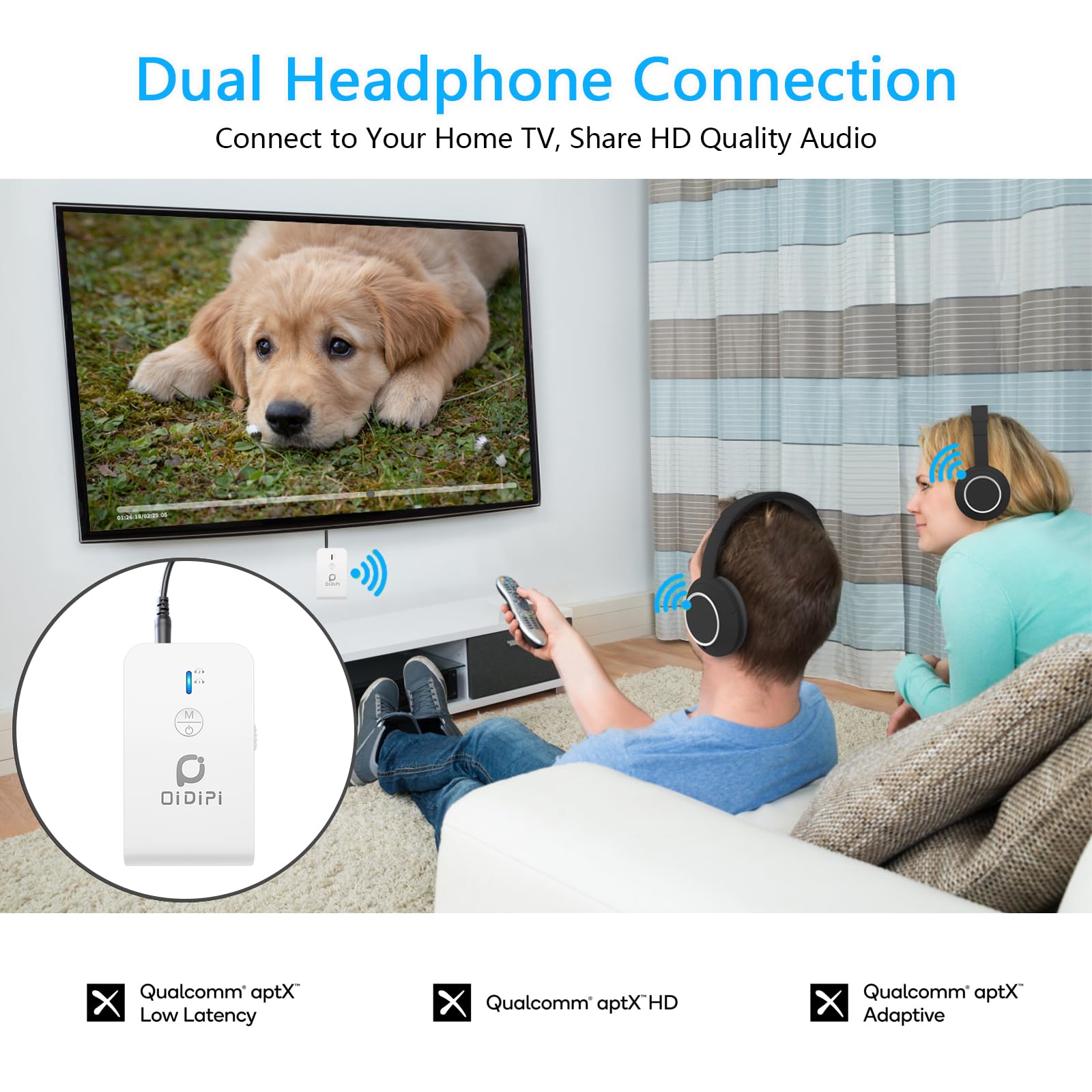 Airplane Blutooth 5.3 Receiver & Transmitter For Airpods Or Headphones, Bluetooth Adapter For Tv, Aptx Low Latency, Wireless 3.5