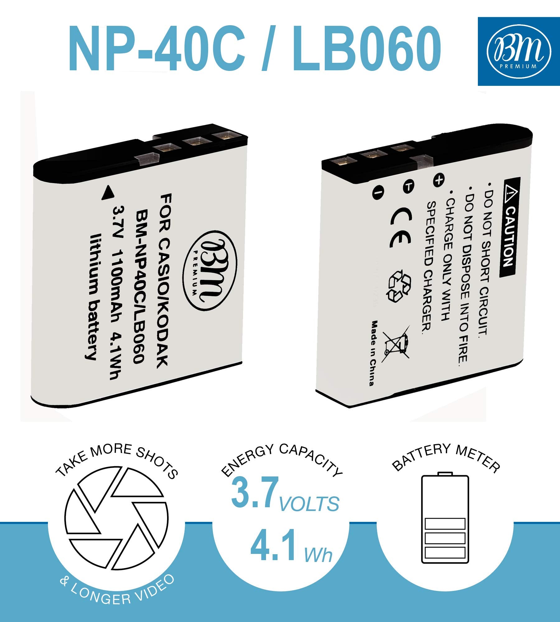 Bm Premium Lb 060 Battery And Charger For Kodak Pixpro Az251, Az361, Az362, Az365, Az421, Az422, Az501, Az521, Az522, Az525, Az5