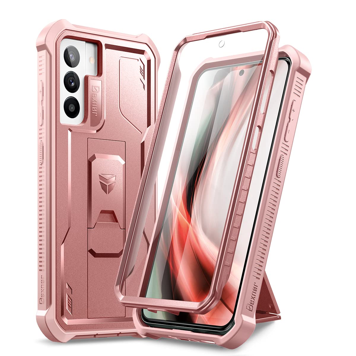 Dexnor For Samsung Galaxy S21 Fe Case, [Built In Screen Protector And Kickstand] Heavy Duty Military Grade Protection Shockproof