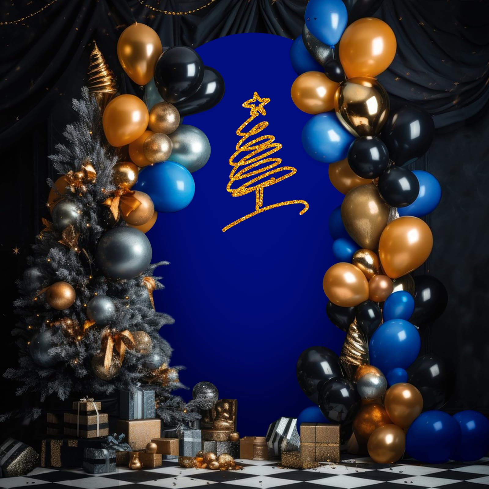 Babenest 7.2Ft Royal Blue Wedding Arch Cover, Spandex Fitted Arch Backdrop Cover For Photography, Round Top Chiara Stand Cover F