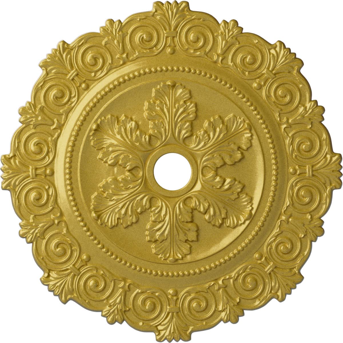 Ekena Millwork CM33SCRGS Scroll Medallion Ceiling Medallion, Rich Gold, 33 1/4OD x 3 5/8ID x 1P