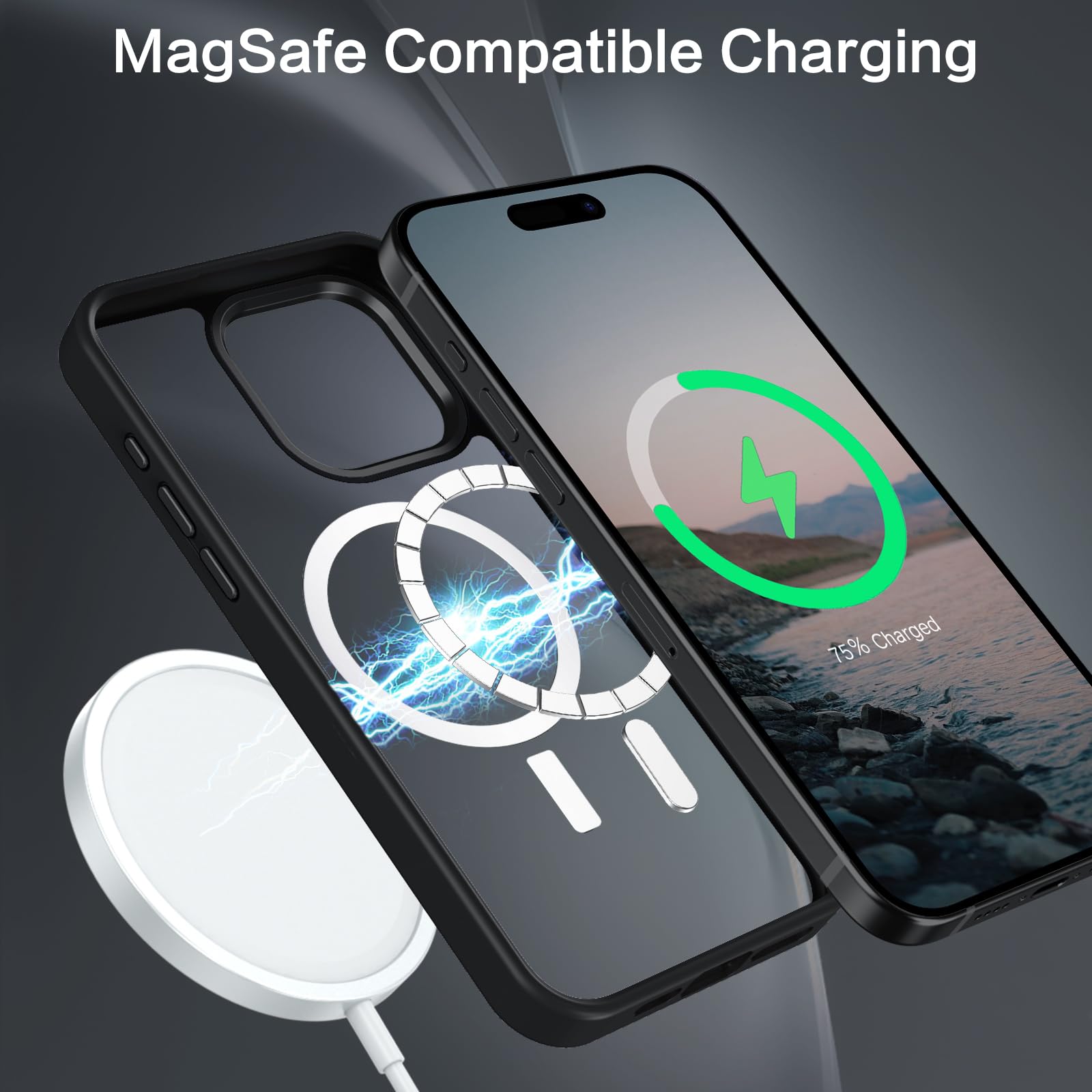 Bentoben For Iphone 15 Pro Max Case,[Compatible With Magsafe] Iphone 15 Pro Max Magnetic Phone Case Translucent Matte Shockproof