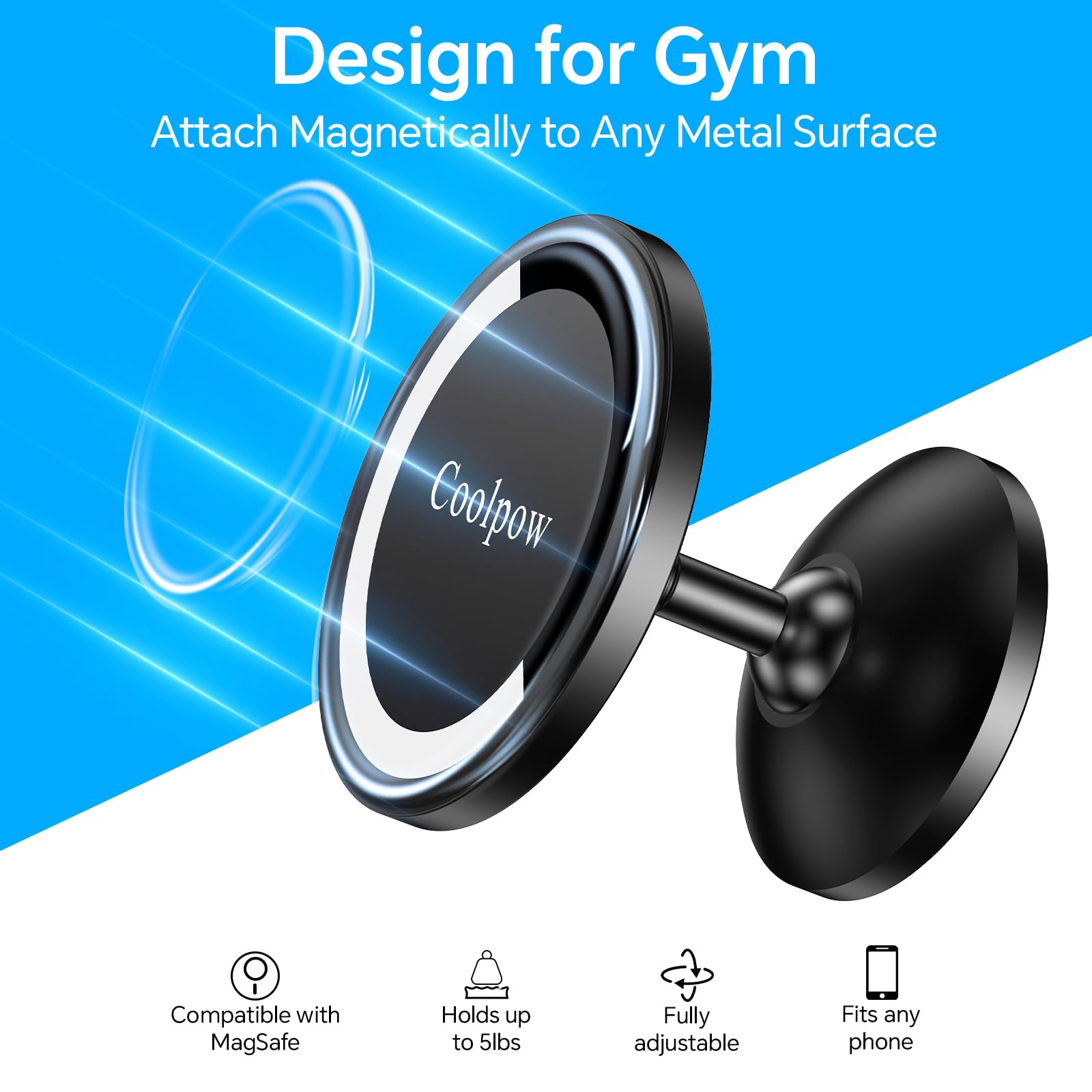 Gym Magnetic Phone Holder Mount For Magsafe?All Metal?Dual Magnetic Phone Holder For Gym Accessories Attach To Metal Surface, Gy