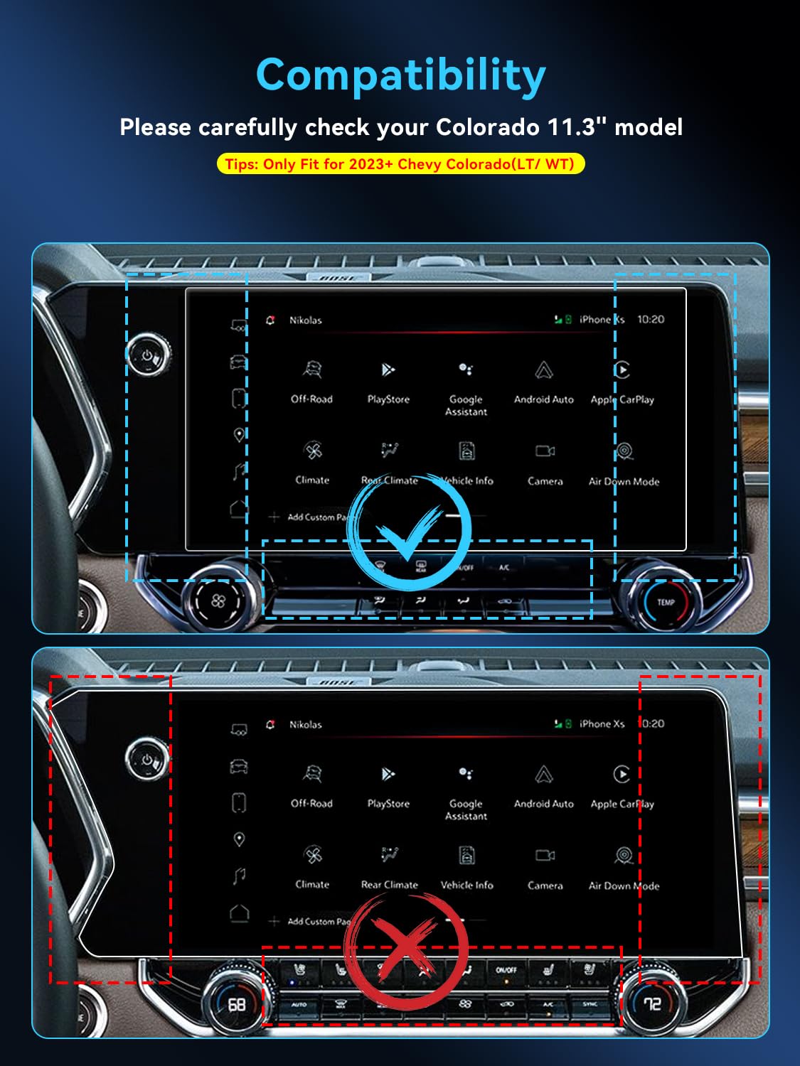 Lantu 2Pcs Colorado Nano Screen Protector For 2024 2023 Chevy Colorado&Gmc Canyon Accessories 11.3 Inch Navigation Touchscreen P