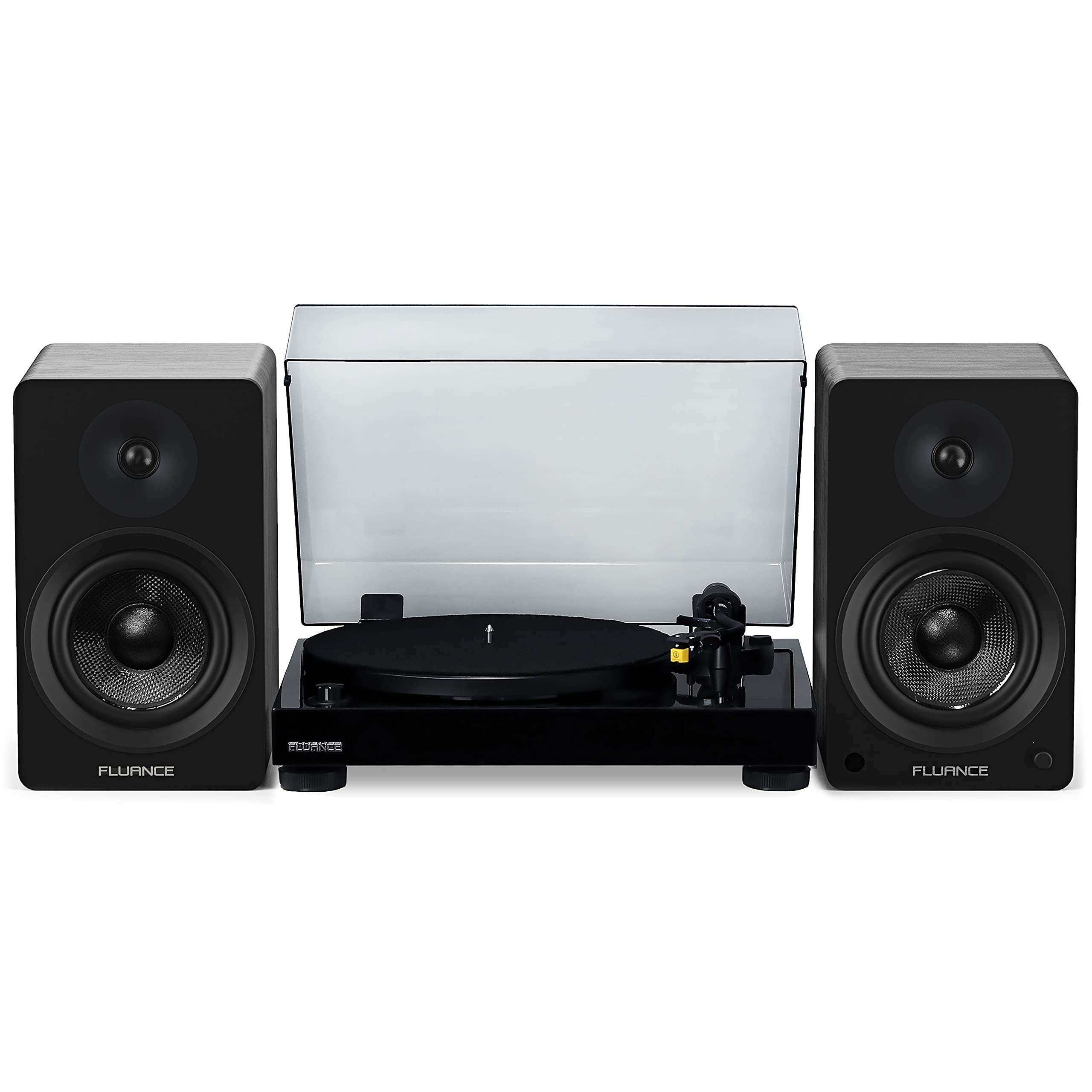 Fluance RT80 Classic High Fidelity Vinyl Turntable with Ai61 Powered 6.5 Stereo Bookshelf Speakers, Diamond Stylus, Belt Drive,