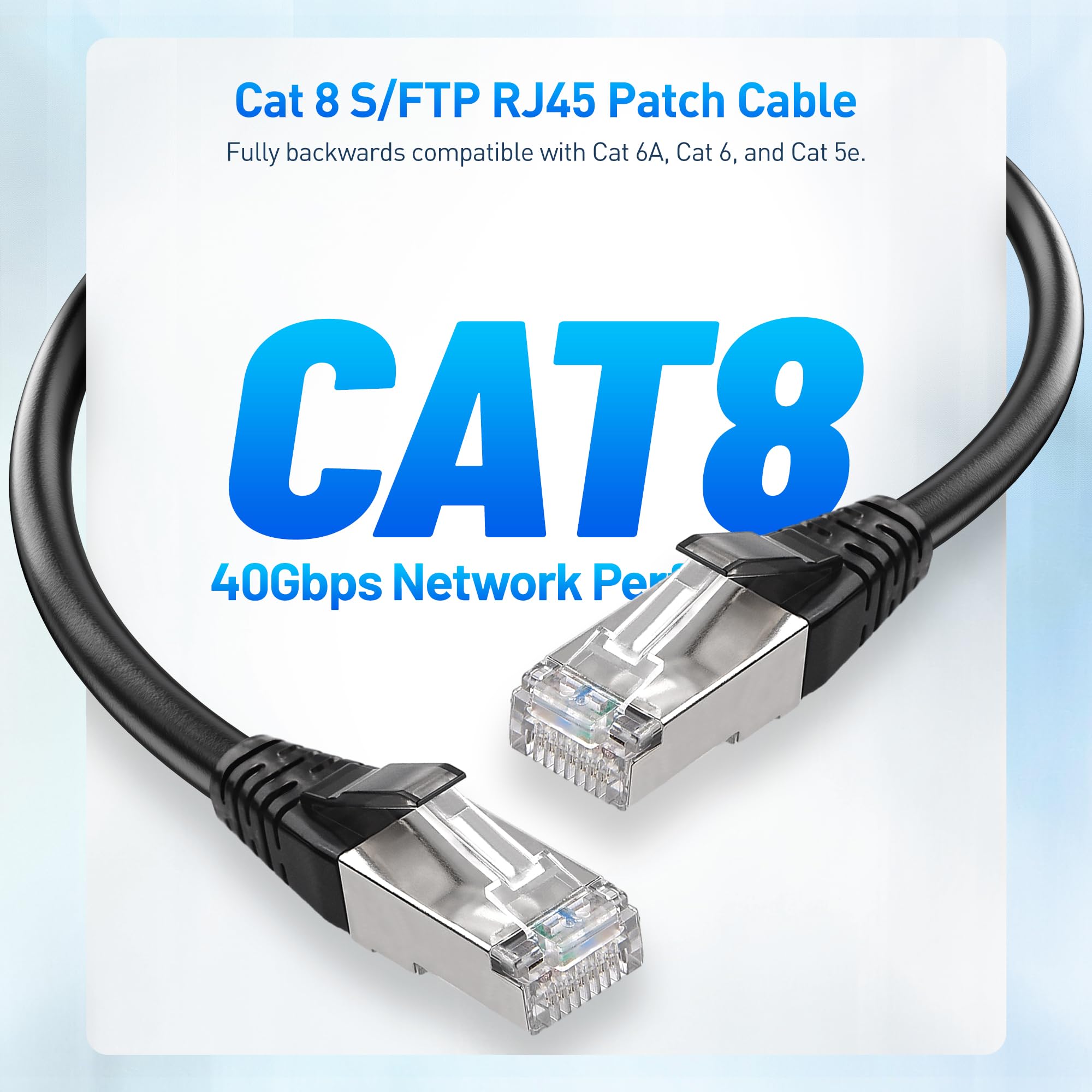 Cable Matters [Certified for Cat8 Compliance] 40Gbps Shielded Short Cat 8 Ethernet Cable 3ft in Black (2000 Mhz Category 8 Ethernet Cable, Cat8 Internet Cable, Gaming Ethernet Cable)   3 Feet
