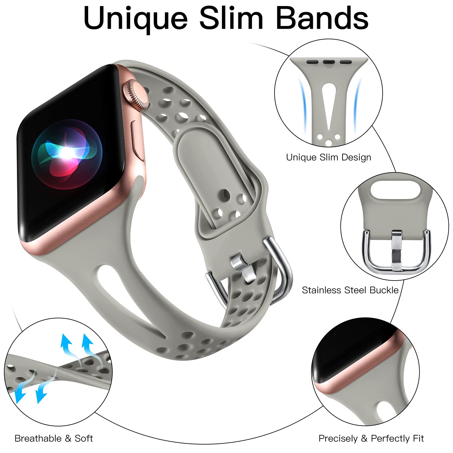 Getino Compatible With Apple Watch Bands 45Mm 44Mm 42Mm 49Mm Women Men, Breathable Slim Narrow Sport, Band For Iwatch Ultra & Iw