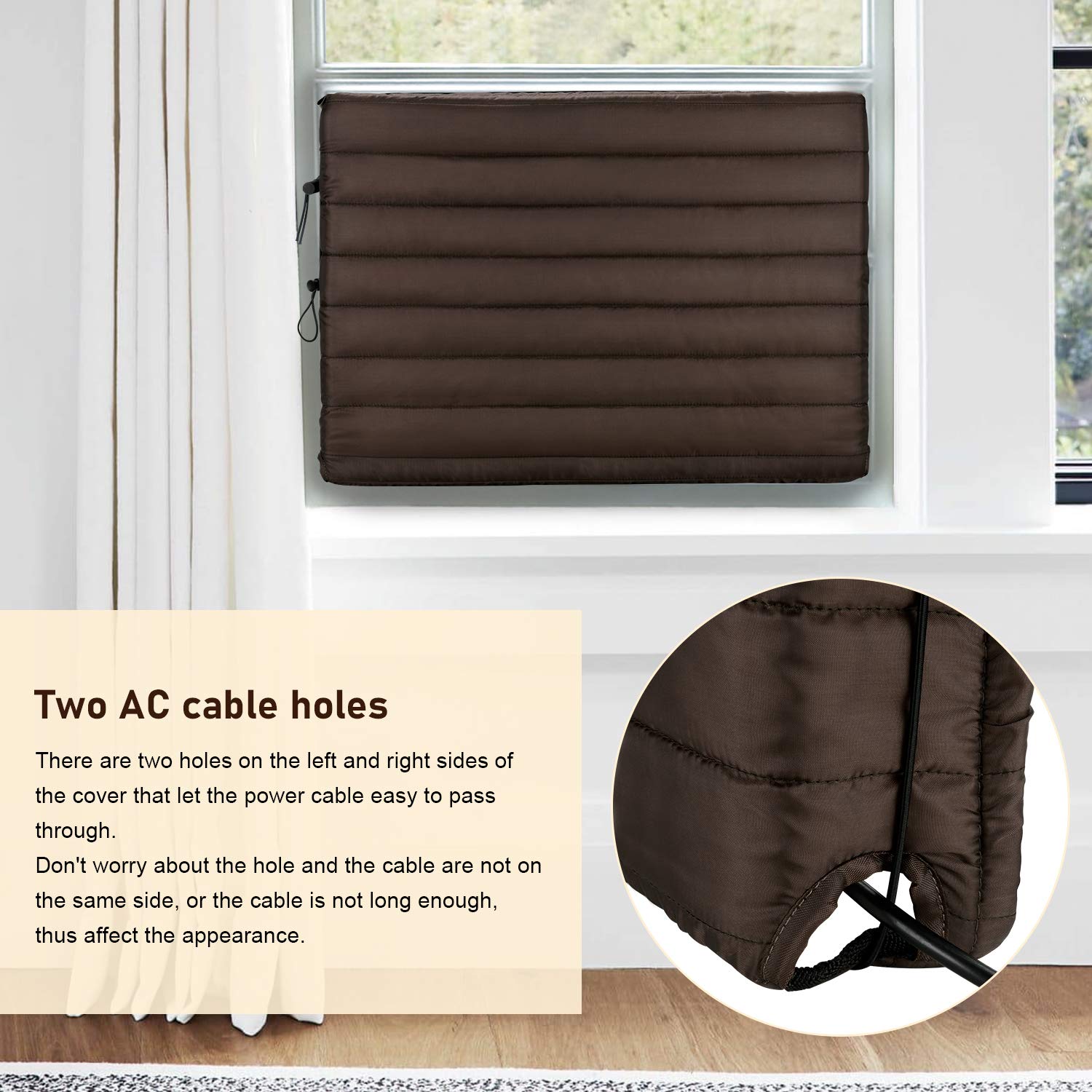 Forspark Indoor Air Conditioner Cover, Ac Covers For Inside With Free Drawstring, 21 X 15 X 3.5 Inches (L X H X D)  Brown