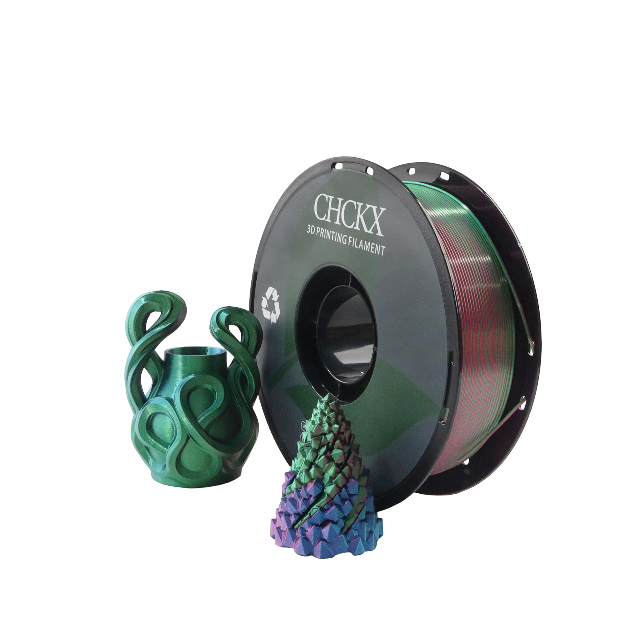 CHCKX PLA 3D Printer Filament, Triple Color Silk PLA Filament, Dimensional Accuracy +/- 0.02 mm, 1 kg Spool(2.2lbs), 1.75 mm, Re