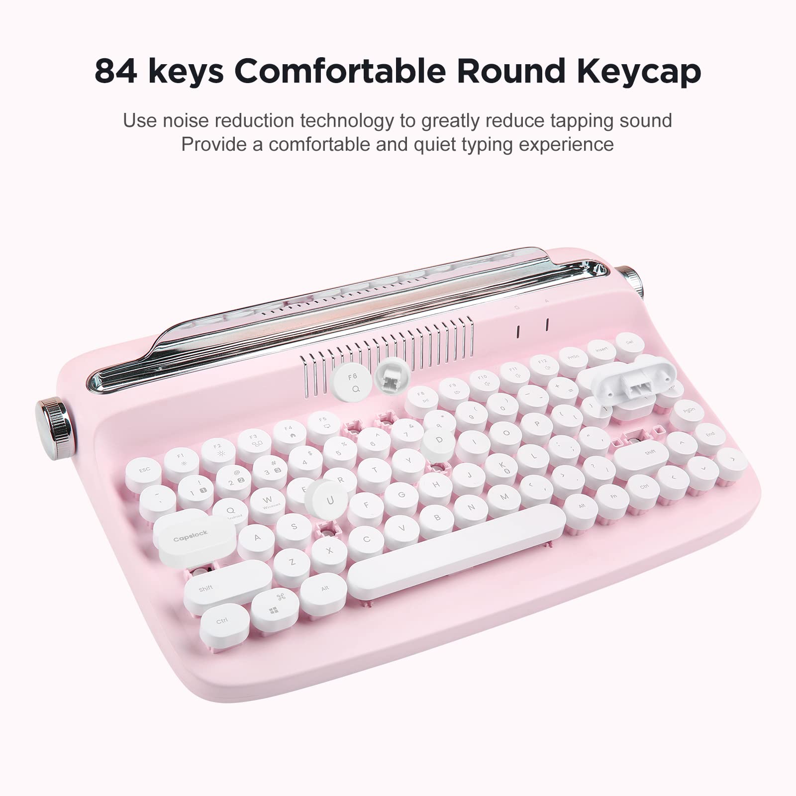 Yunzii B303 Wireless Keyboard, Retro Bluetooth Aesthetic Typewriter Style Keyboard With Integrated Stand For Multi Device (B303,