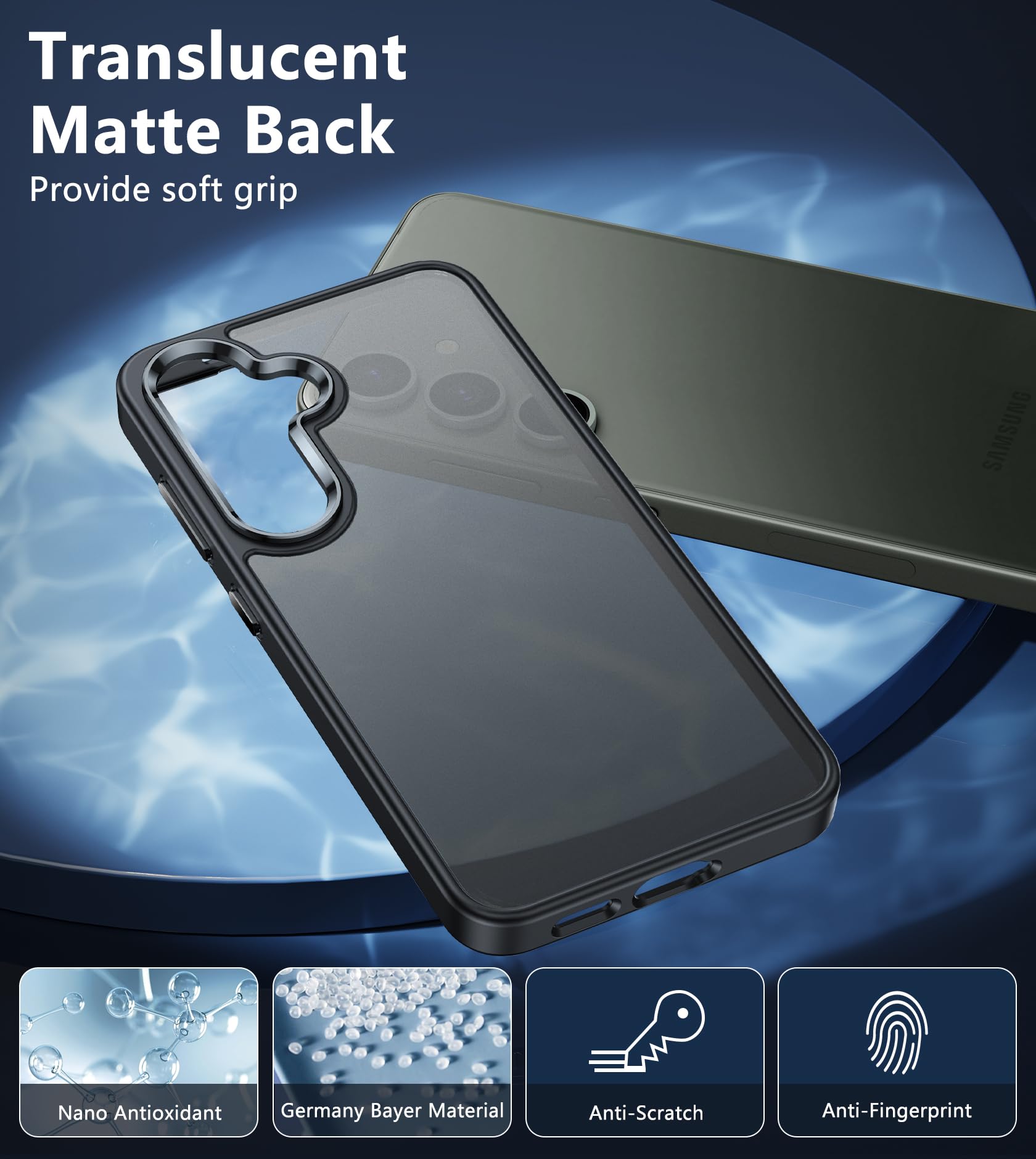 Fntcase For Samsung Galaxy S24 Case: Translucent Matte Slim Phone Cases | Military Grade Protection Shockproof Protective Cell P
