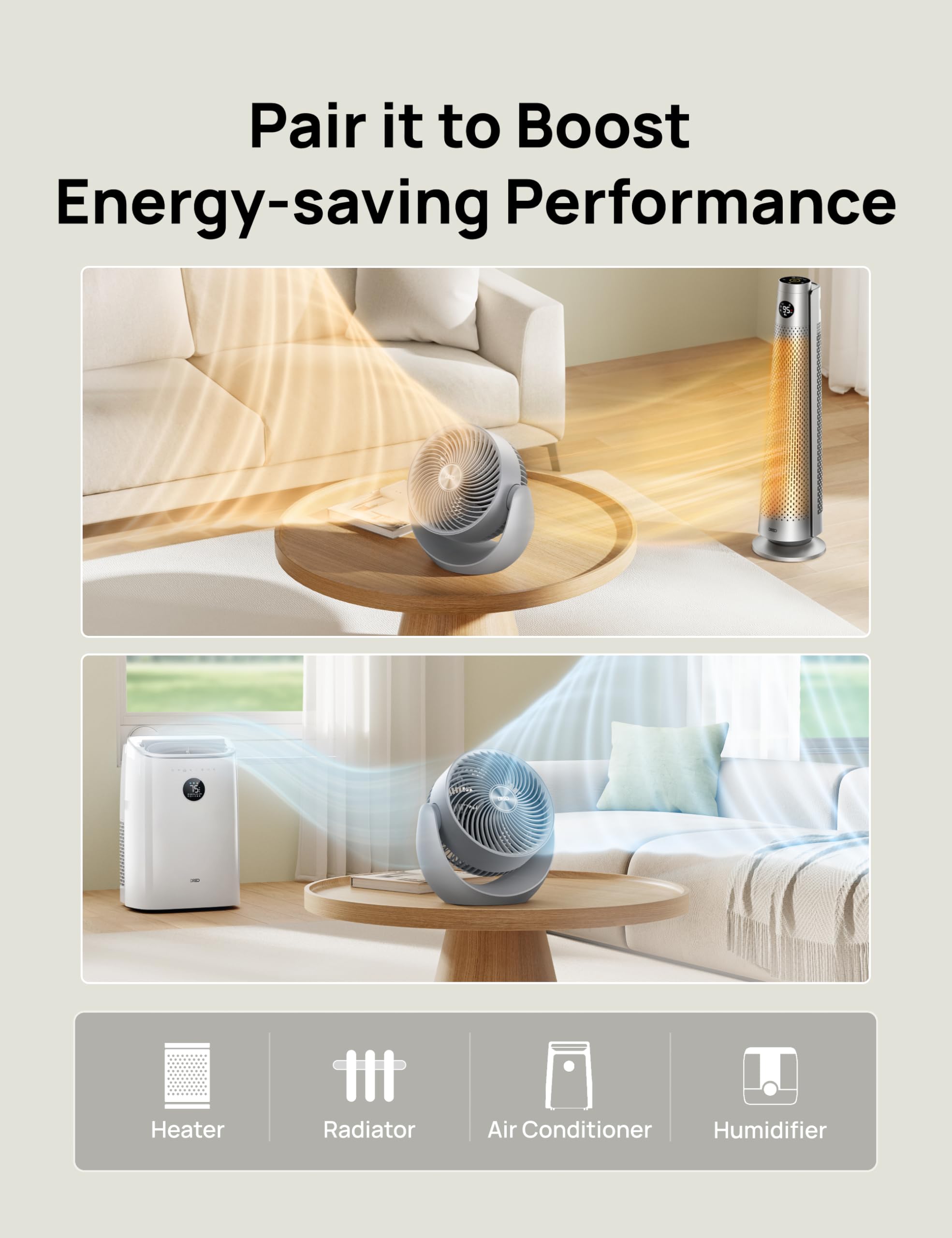 Dreo Fan For Bedroom, Table Air Circulator For Whole Room, 11 Inch, 60Ft Strong Airflow, 120? Adjustable Tilt, 28Db Low Noise, Q