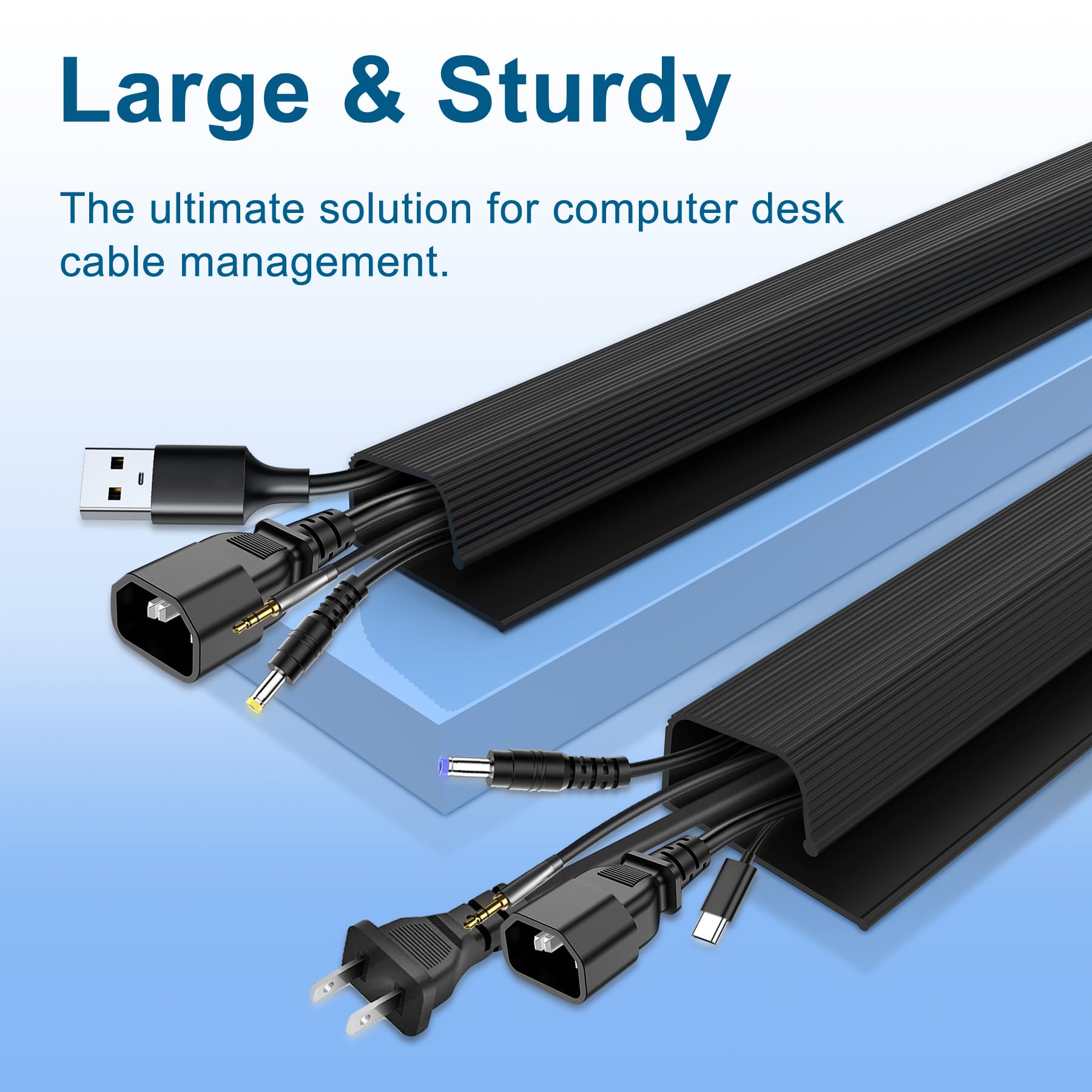 Cable Management Under Desk, Cable Management J Channel For Desk, Cable Hider Under Desk Easy Installation Without Drilling Requ