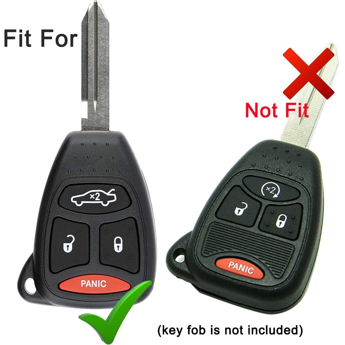 Coolbestda 4Buttons Key Fob Remote Skin Cover Keyless Entry Case Accessories For Chrysler 200 300 Pt Cruiser Dodge Charger Magnu