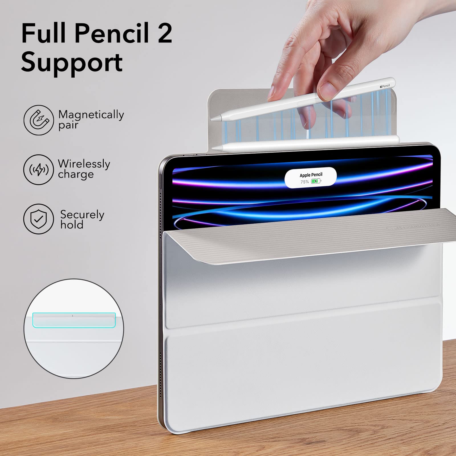 Esr For Ipad Pro 11 Inch Case, Ipad 11 Pro Case (2022/2021/2020, 4Th/3Rd/2Nd Generation), Convenient Magnetic Attachment, 2 Way Stand, Full Pencil 2 Support, Rebound Magnetic Case, Brilliant White