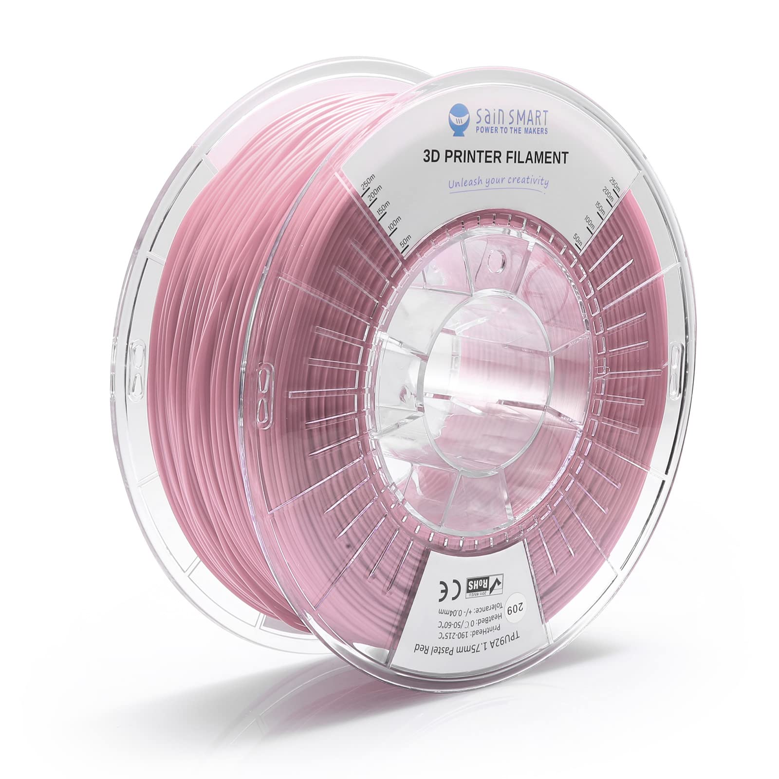 SainSmart TPU 1.75mm 92A Flexible TPU 3D Printer Filament, Dimensional Accuracy +/- 0.04 mm, 1KG Spool, Soft Pink