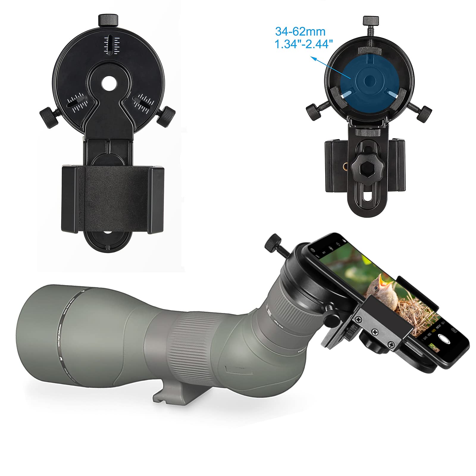 Celticbird Smartphone Scope Adapter  Phone Mount Working With Spotting Scopes& Binoculars& Monocular& Telescope& Microscope