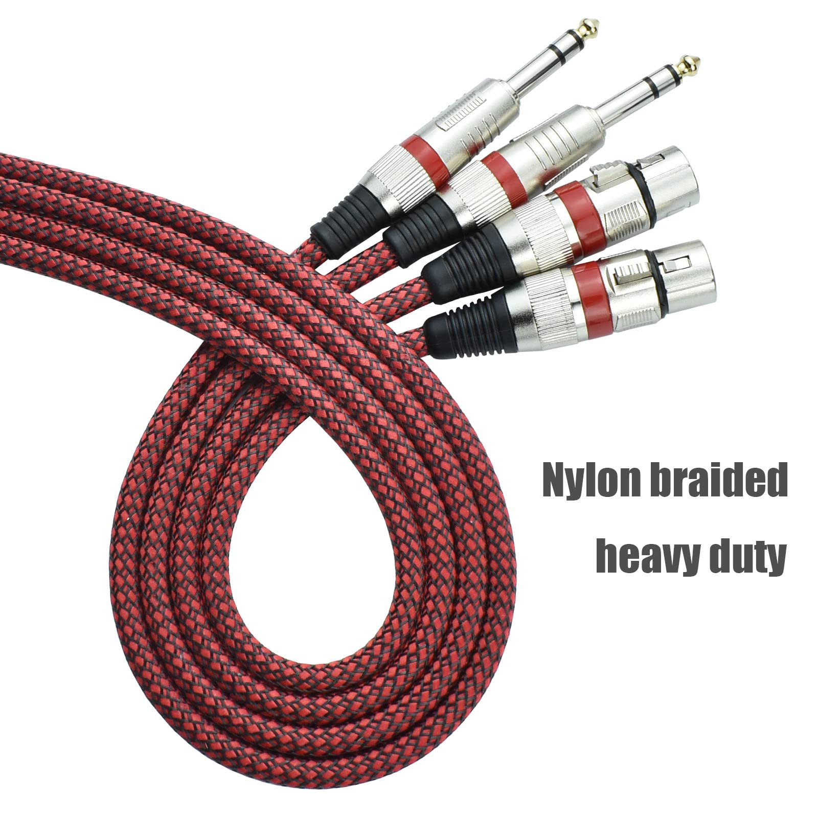 Mugteeve 1/4'' Trs To Xlr Female Cable Adapter Balanced, 10Ft Stereo Quarter Inch Trs To Xlr Microphone Cable, Nylon Braided, Of