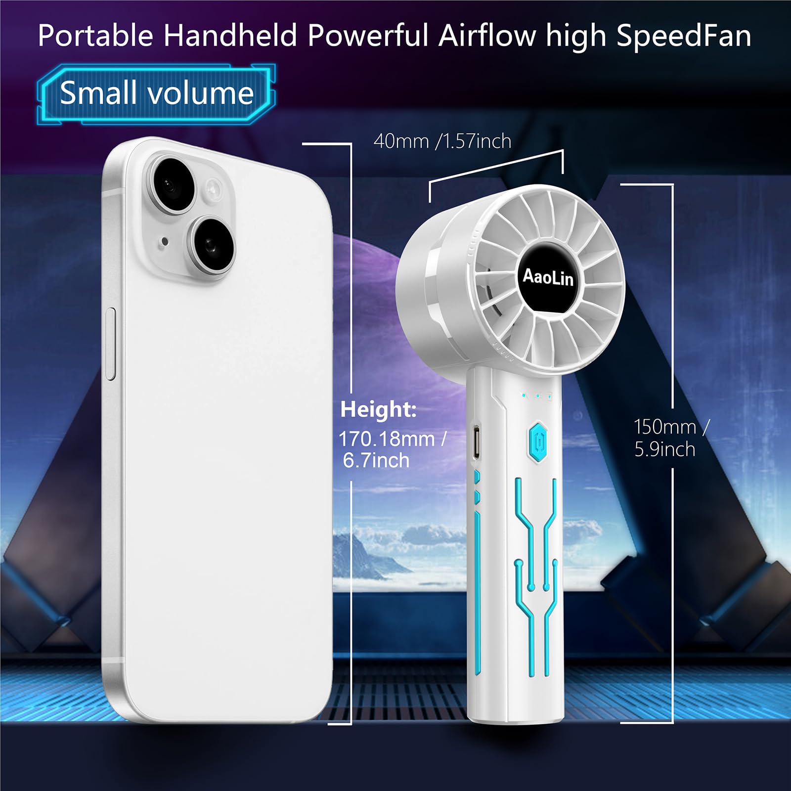 2Pcs Portable Handheld Fan Personal Fan Portable Neck Fan Small Rechargeable Fan Usb Mini Small Fan High Speed Motor Lasts 4 16