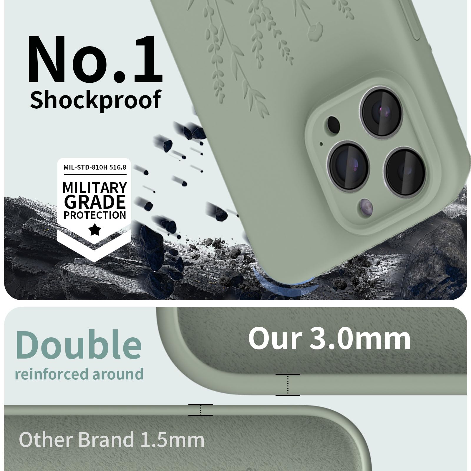 Oaoa Magnetic Silicone Case Compatible With Iphone 15 Pro Case, Built In Magnets, Compatible With Magsafe Accessories, Engraved