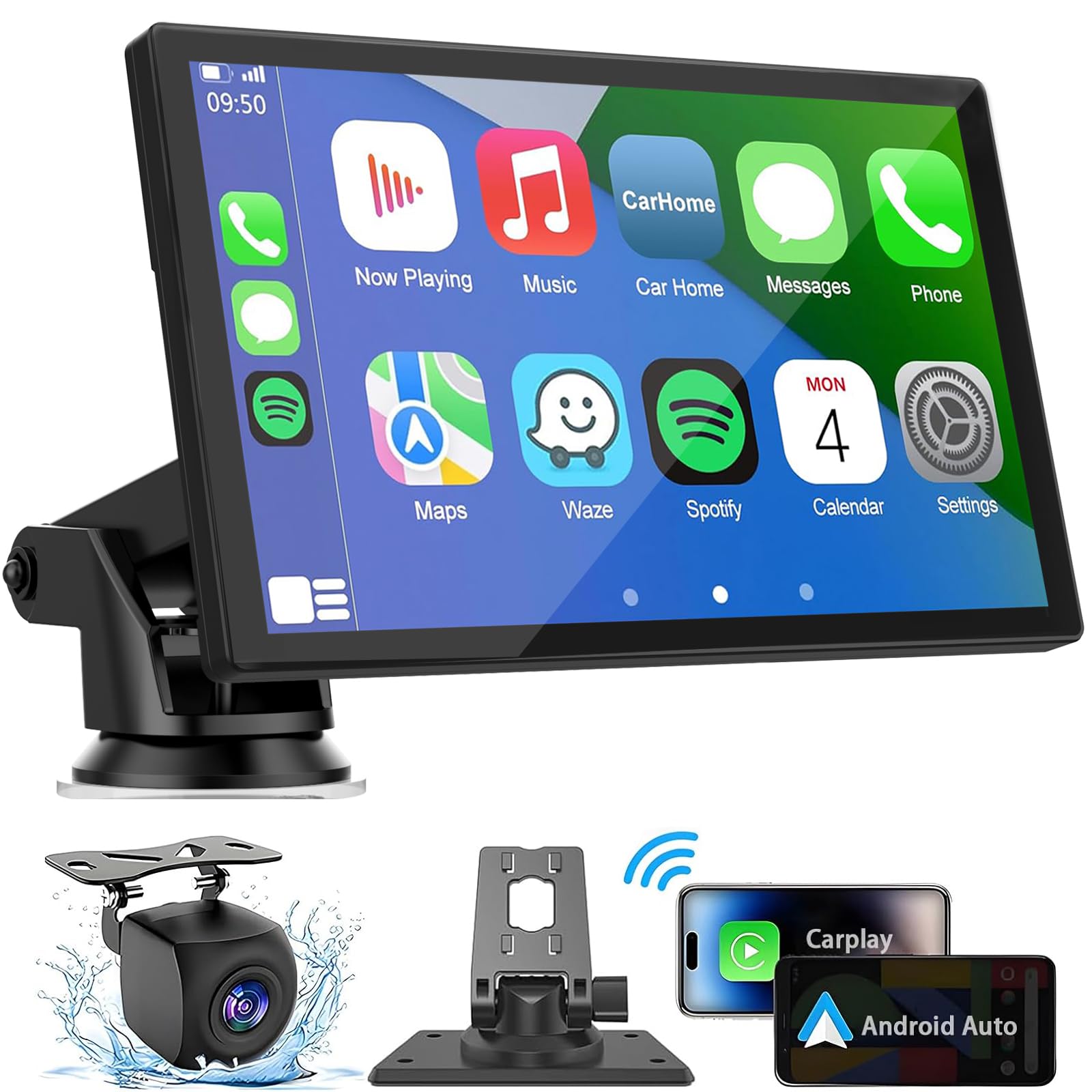 Hieha Wireless Carplay Screen For Car, 7'' Hd Portable Touchscreen Car Stereo With Apple Carplay & Android Auto,Mirror Link,Back