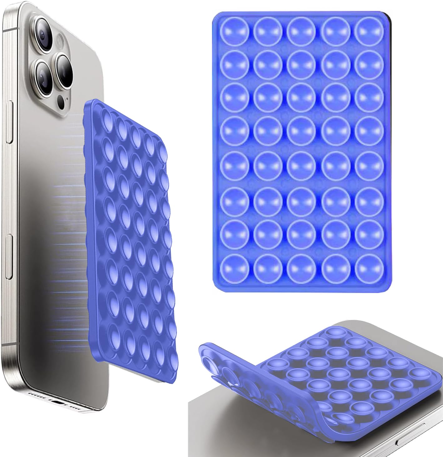 Silicone Double Octo Buddy-Sided Suction Phone Grip Detachable Mount - Car Dashboard/Shower Phone Holder, Hands-Free For Selfies