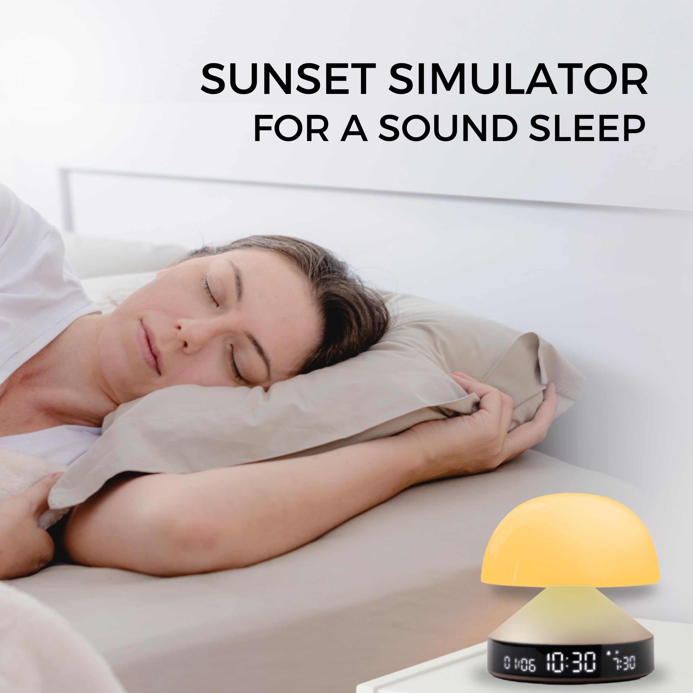 Lexon Mina Sunrise Alarm Clock, Wake Up Light & Sunset Lamp For Sleep Routine   Bronze